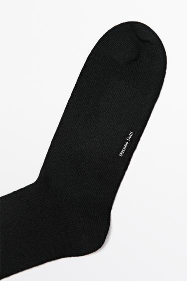Plain knit wool socks — BLACK 3