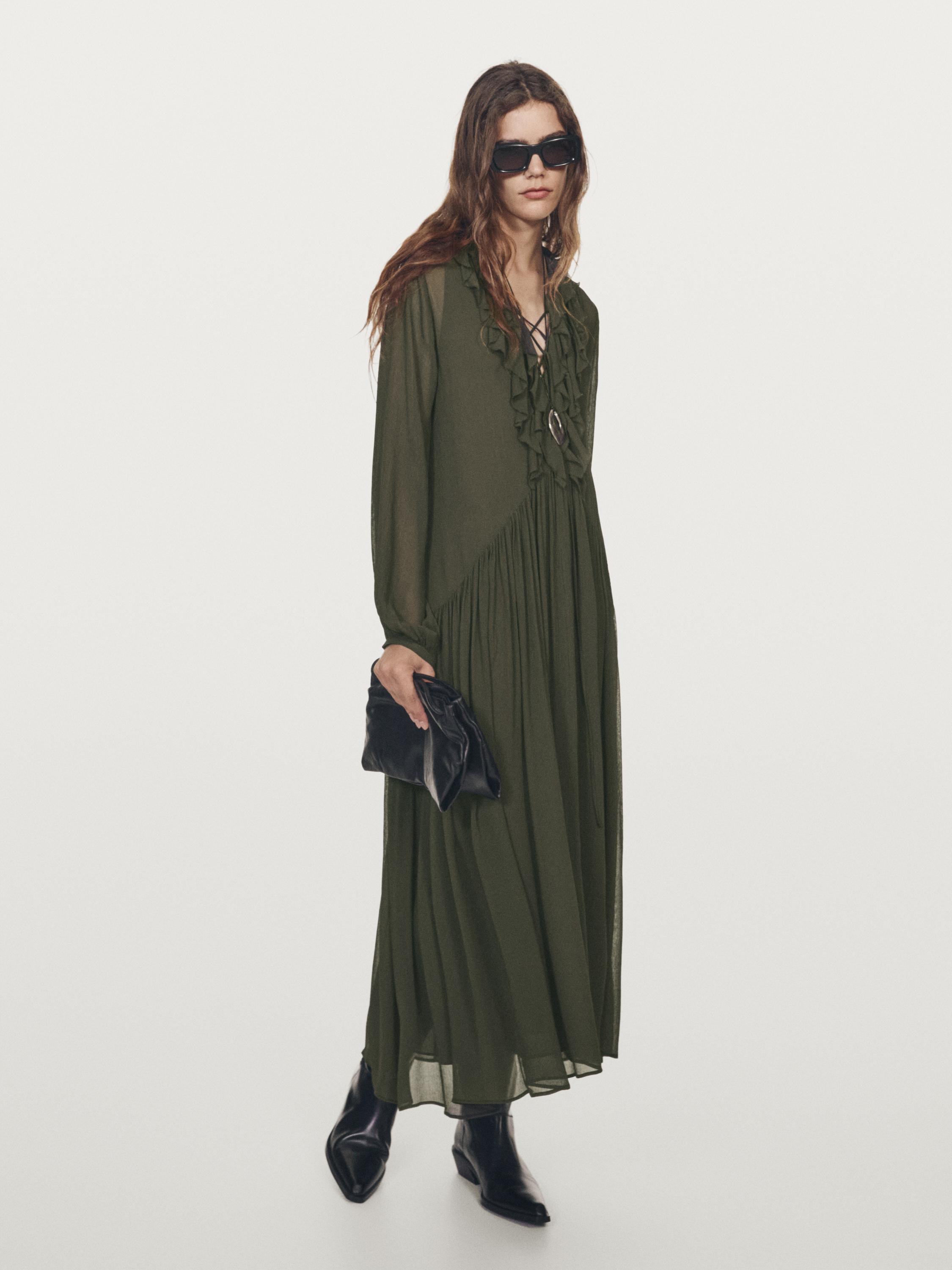 Long flowing dress with ruffle detail