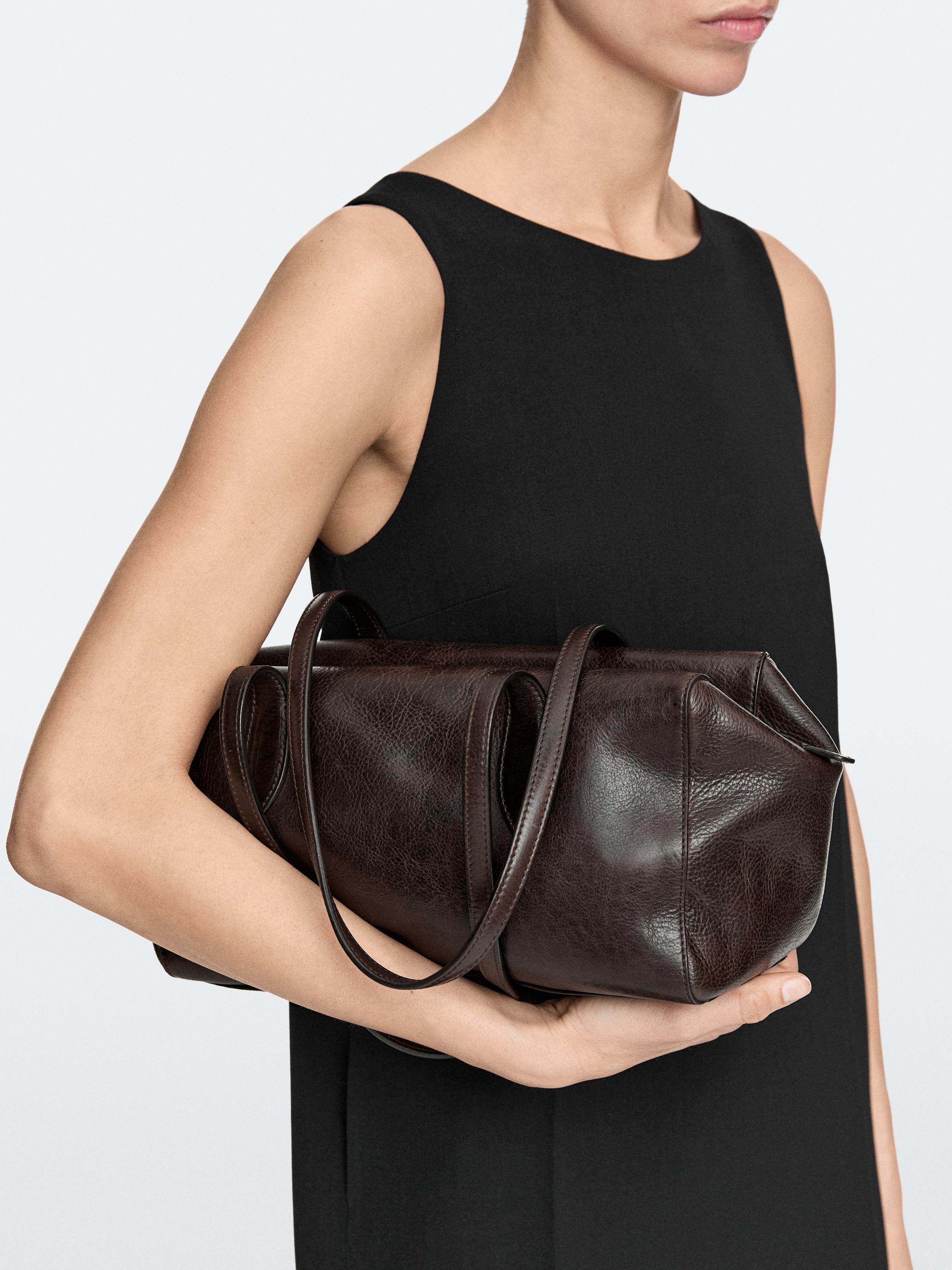 Nappa leather west satchel bag — BROWN
