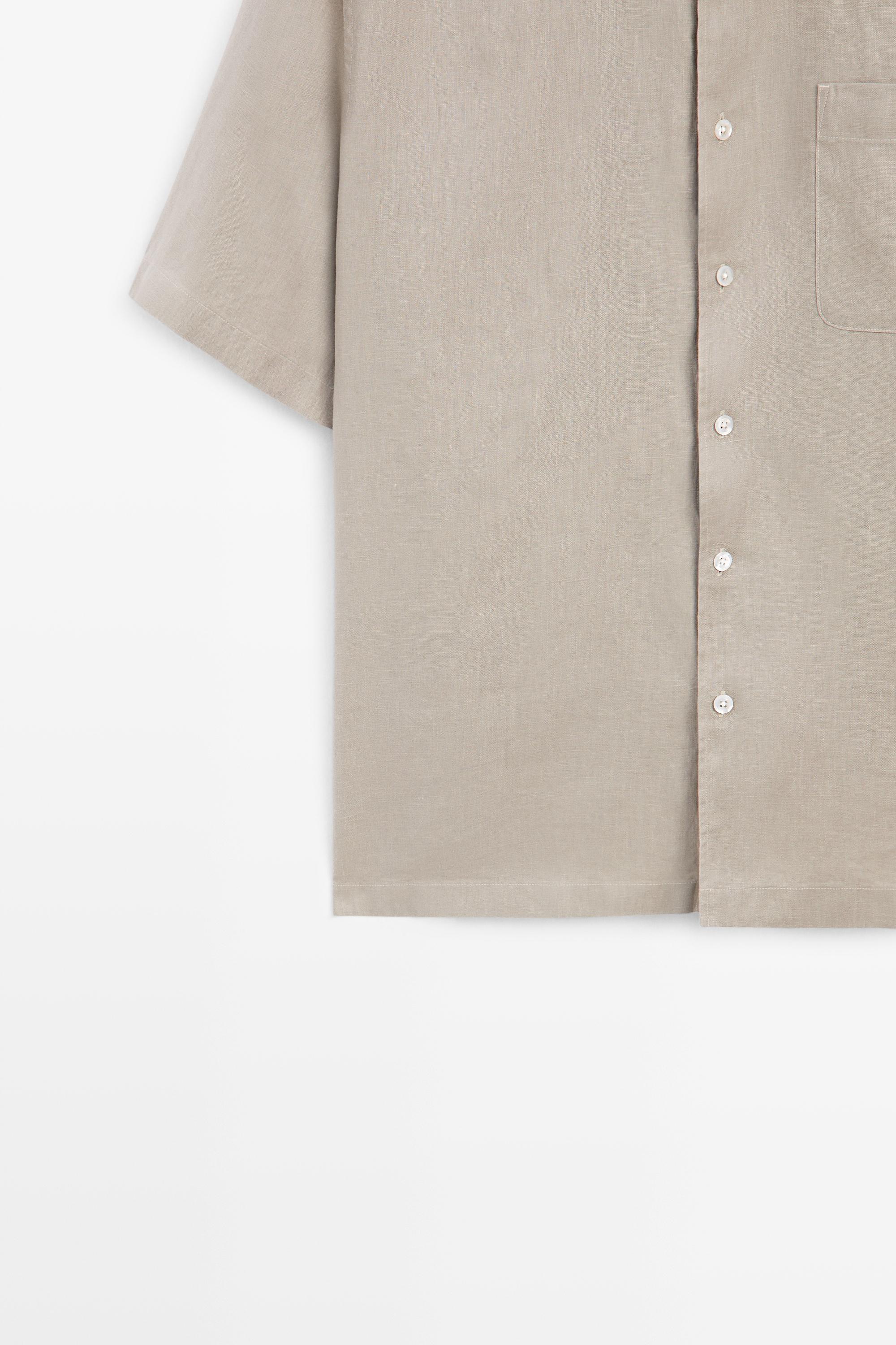 100% linen short sleeve shirt — SAND