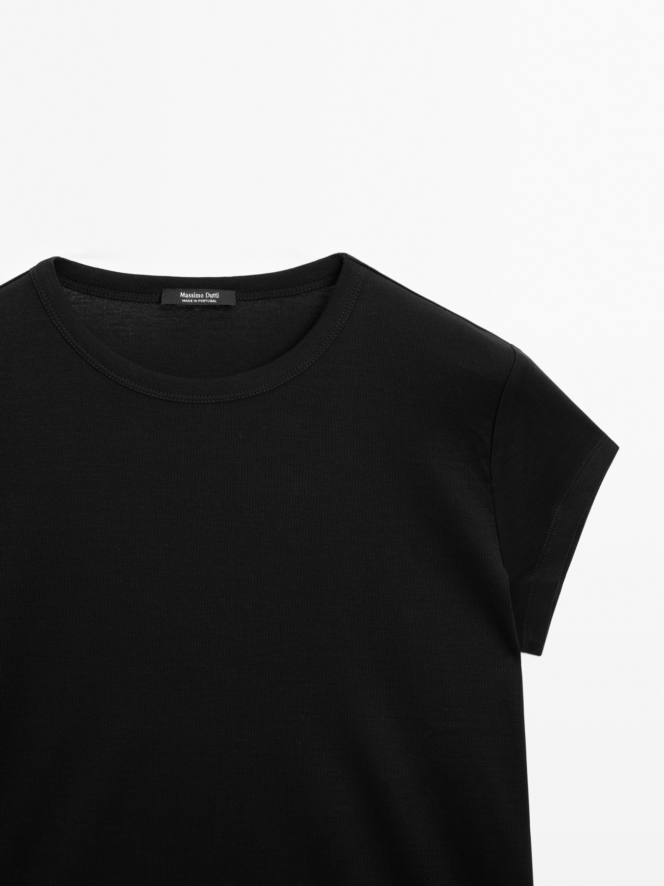 100% mercerised cotton short sleeve T-shirt — BLACK