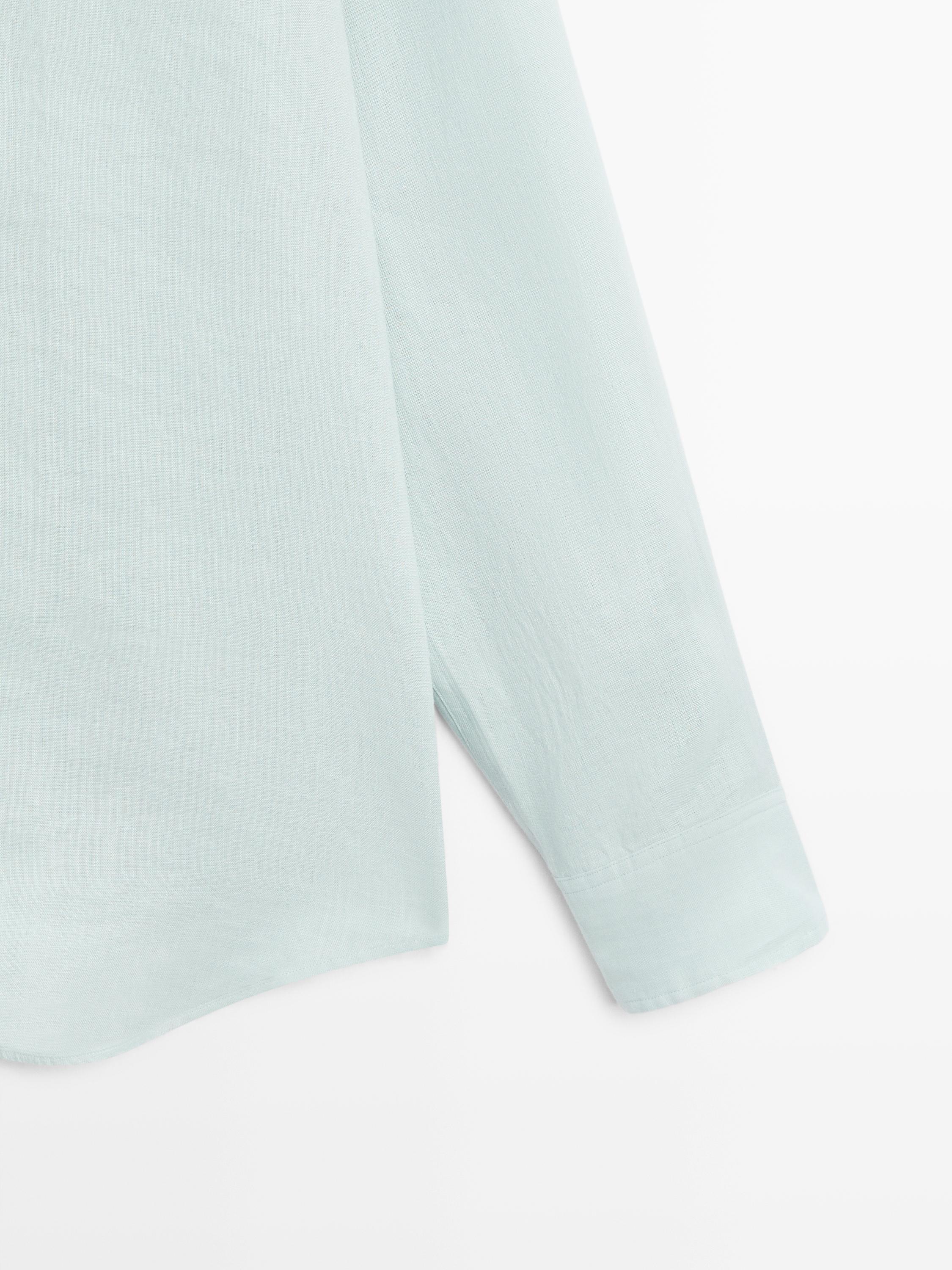 100% linen slim fit shirt — PALE GREEN