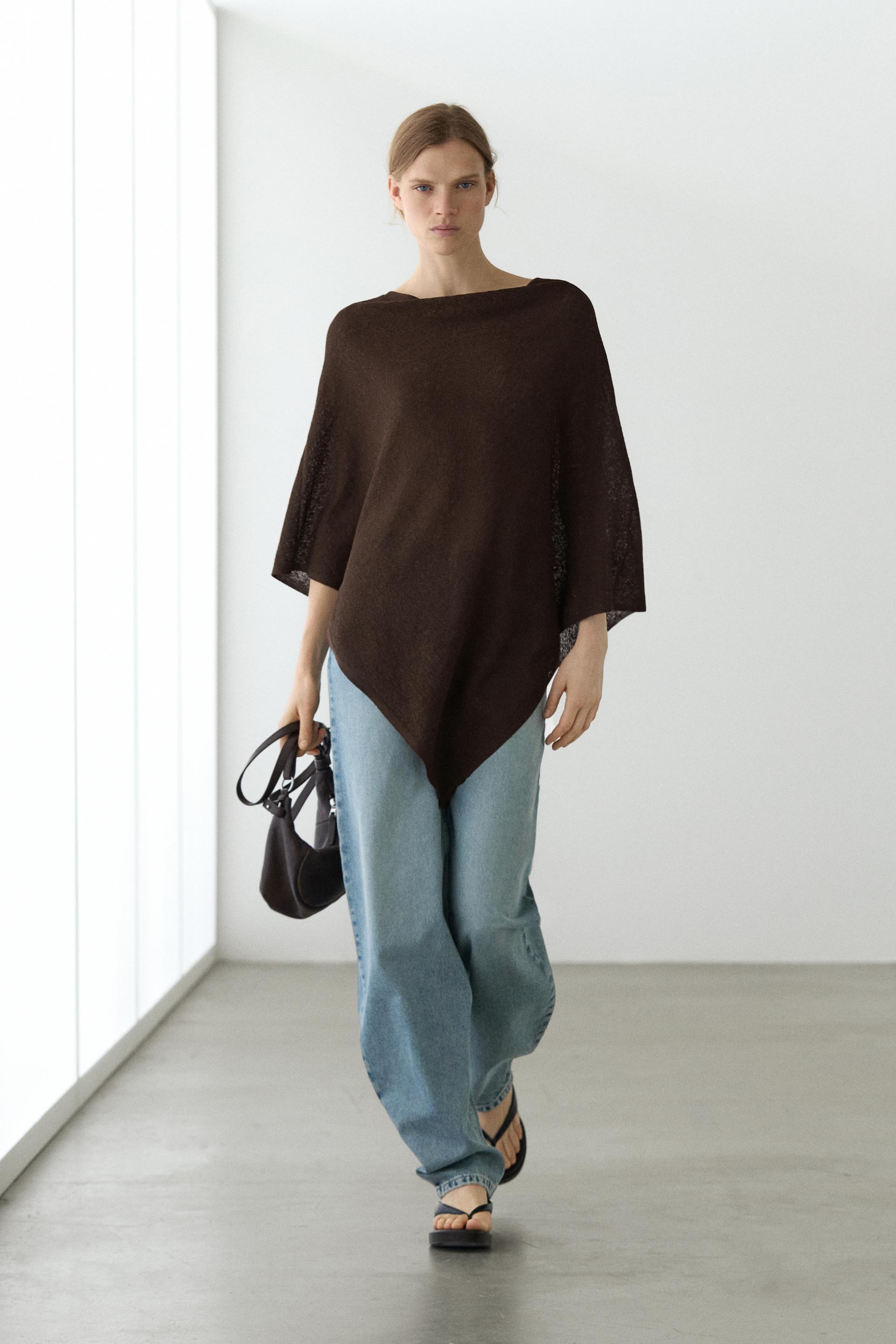 Mantella Asimmetrica In Cotone - Marrone - M - Massimo Dutti - Femminile