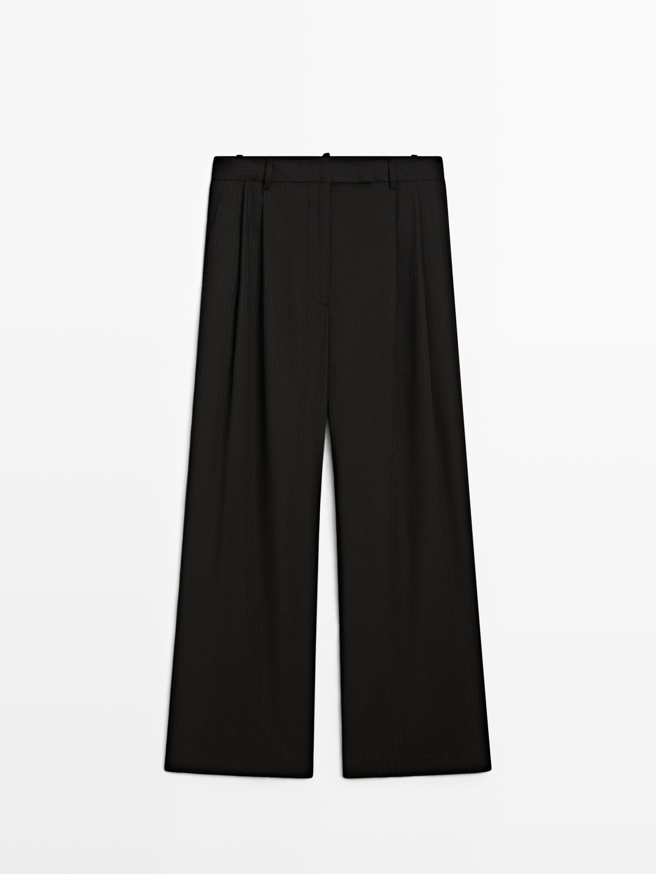 Striped trousers with darts - STUDIO — BLACK