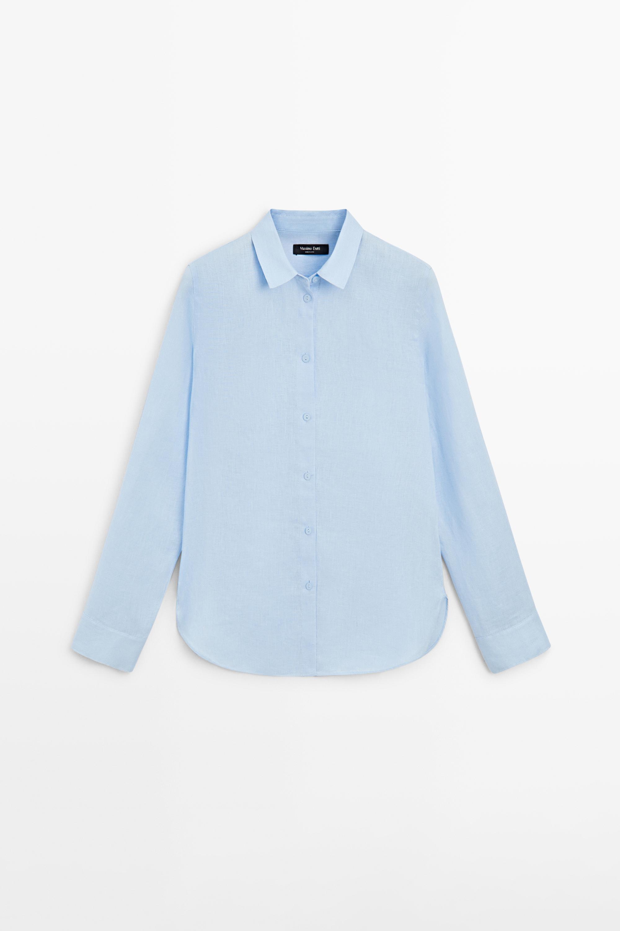 Flowing 100% linen shirt — SKY BLUE