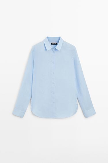 Flowing 100% linen shirt — SKY BLUE 2
