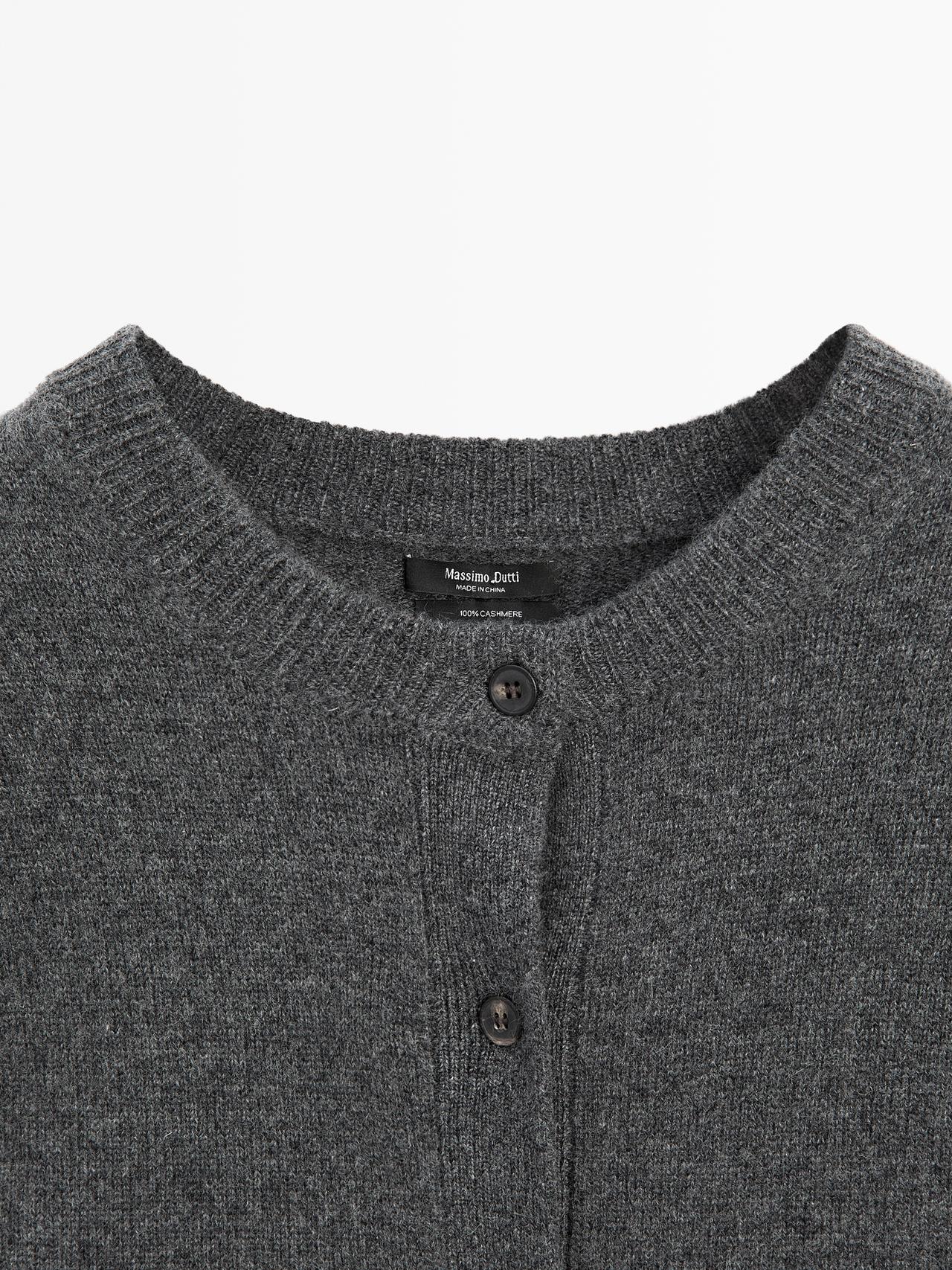 100% cashmere oversize knit cardigan — ANTHRACITE GREY