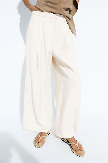 Flowing cropped wide-leg pants — CREAM 3