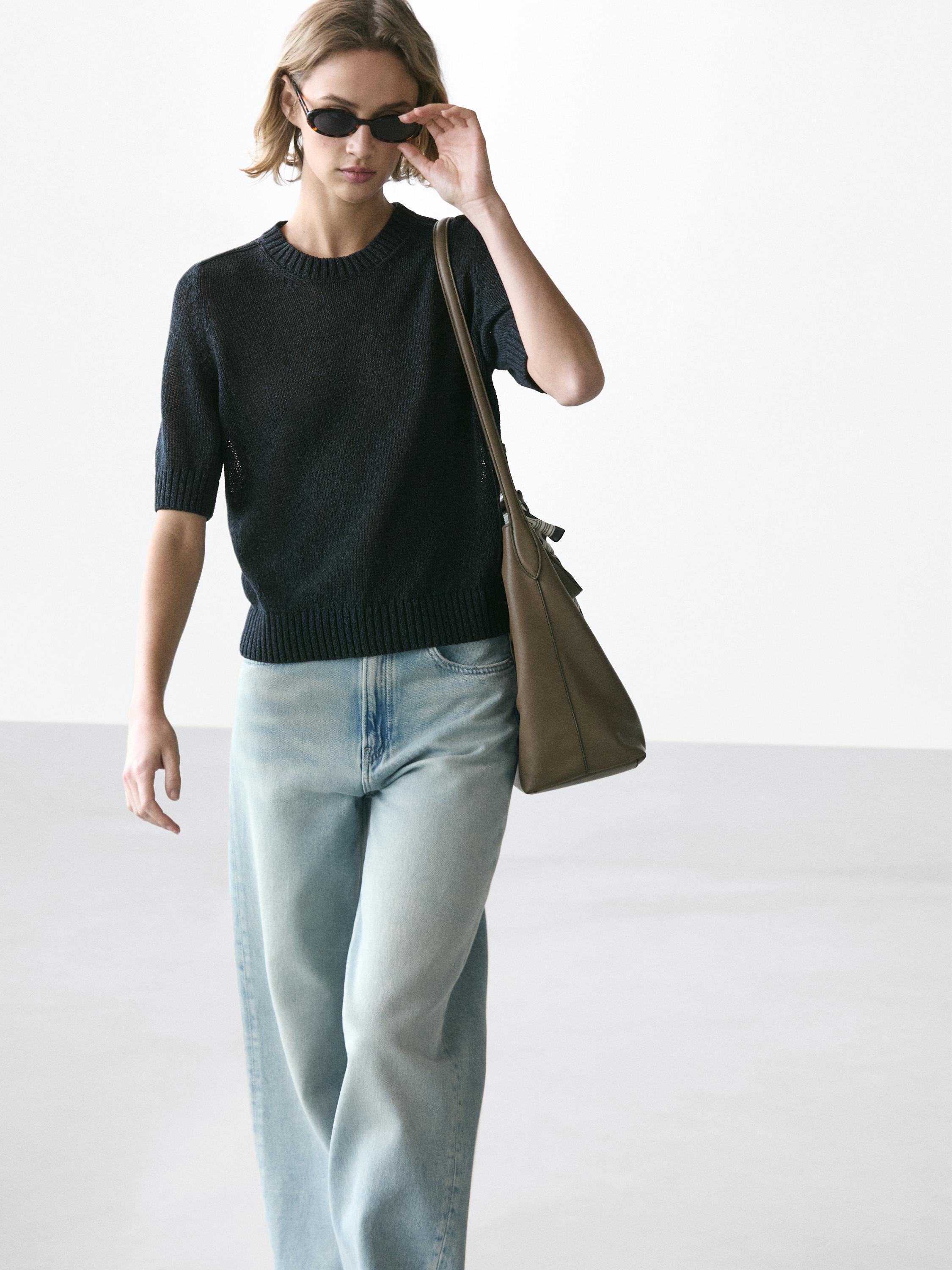 High-waist wide-leg jeans — Light Blue