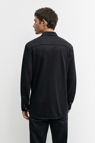 Stretch slim fit cotton shirt — BLUE 5