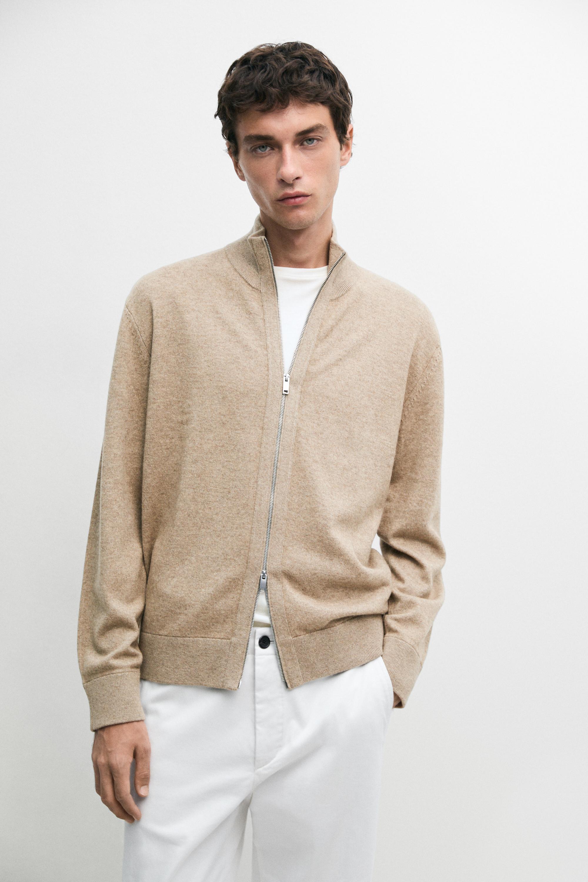 Wool blend cardigan with zip detail