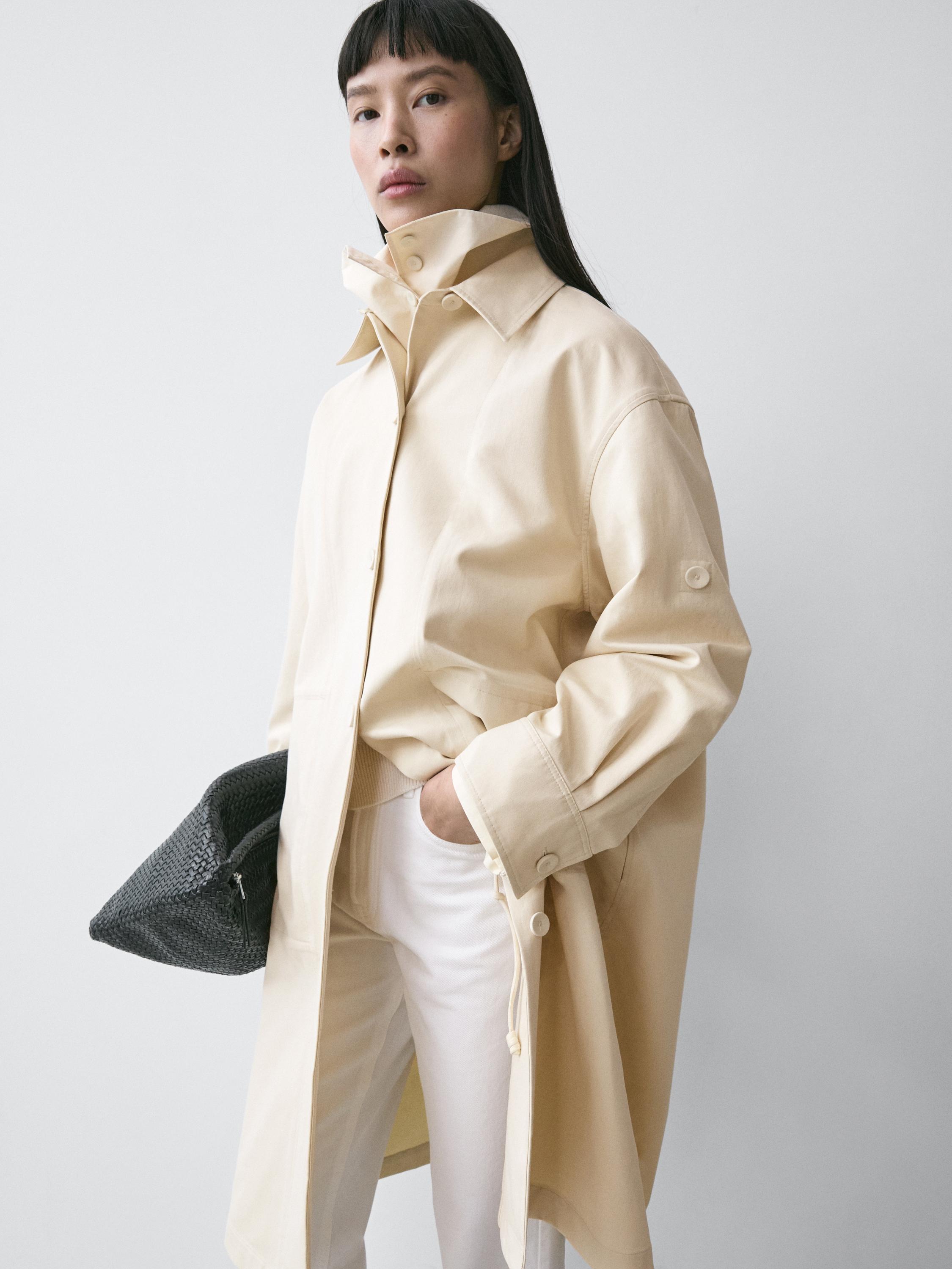 Cotton trench coat with roll-up sleeves