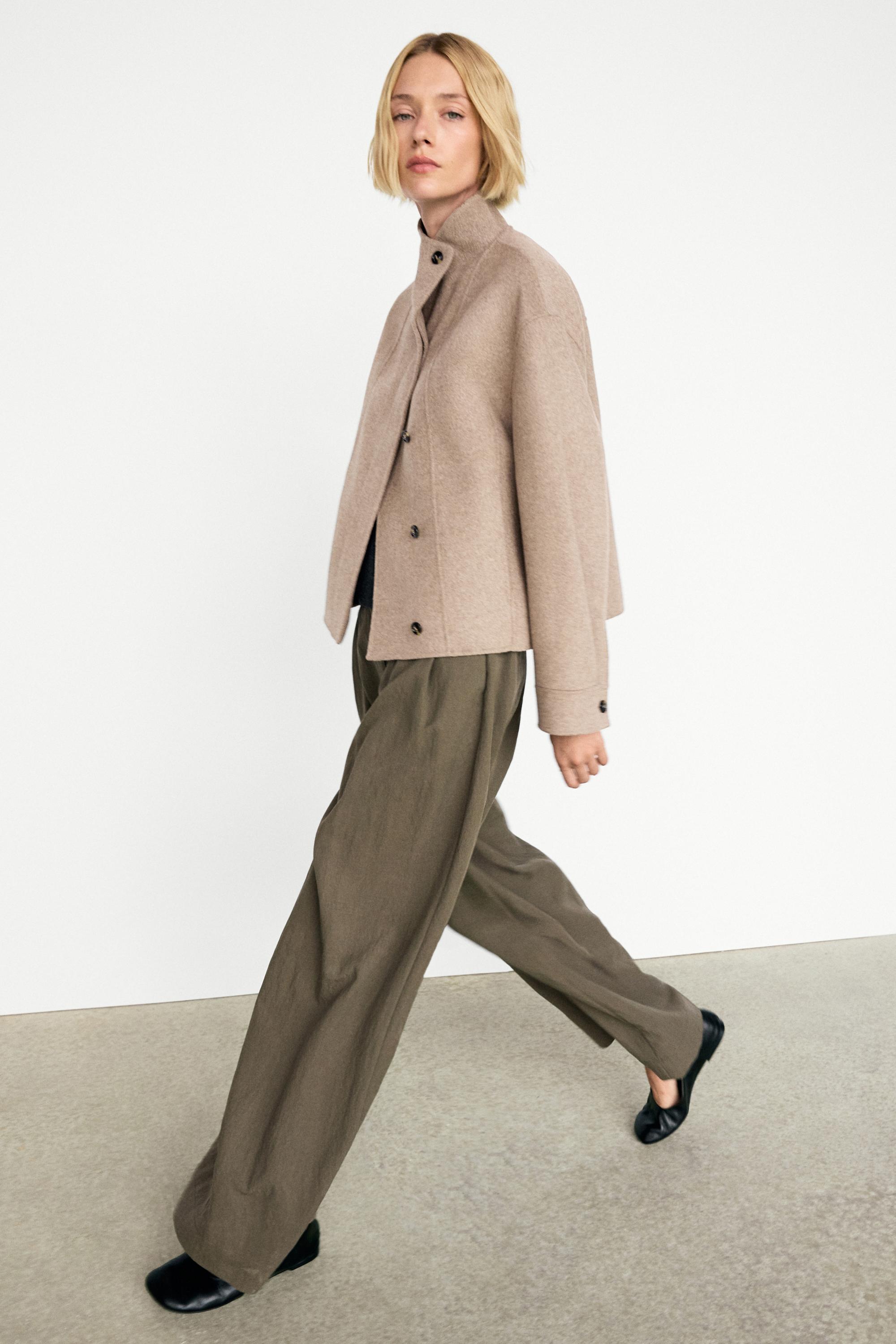 Short wool-blend jacket — TAUPE GREY
