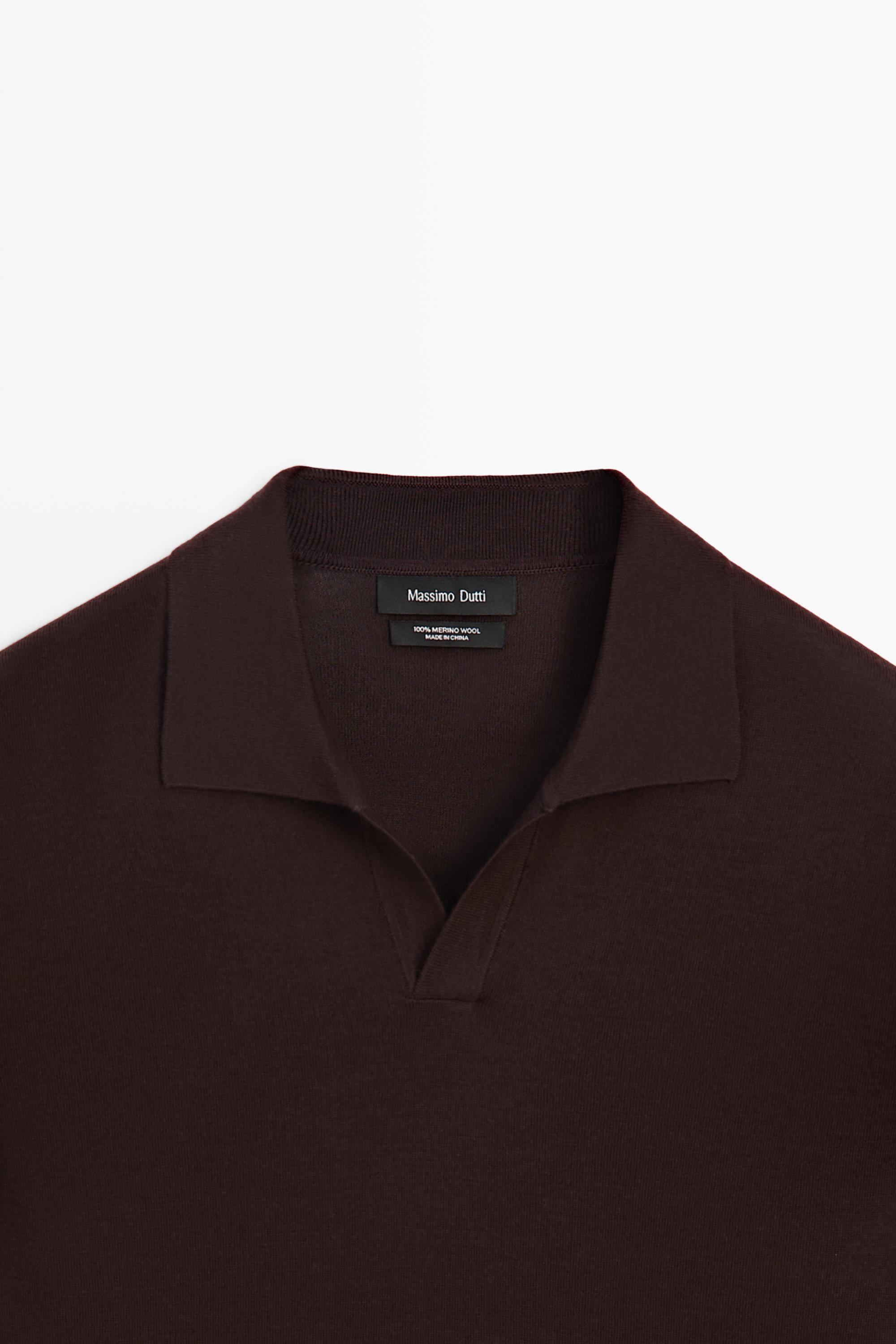 100% merino wool knit polo sweater — MAROON
