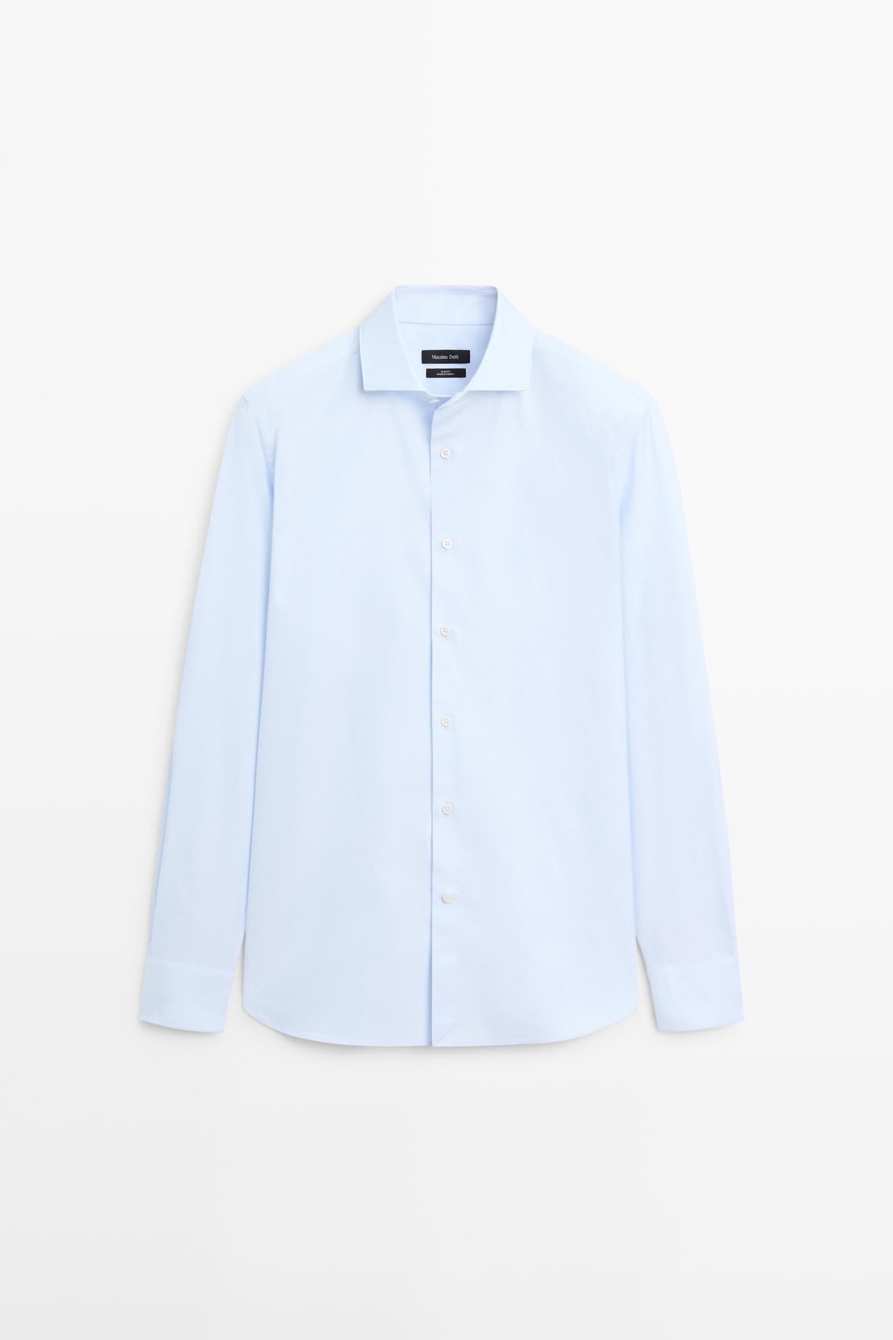 Slim fit 100% cotton shirt — Sky blue