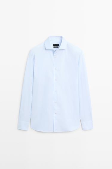 Slim fit 100% cotton shirt — Sky blue 2