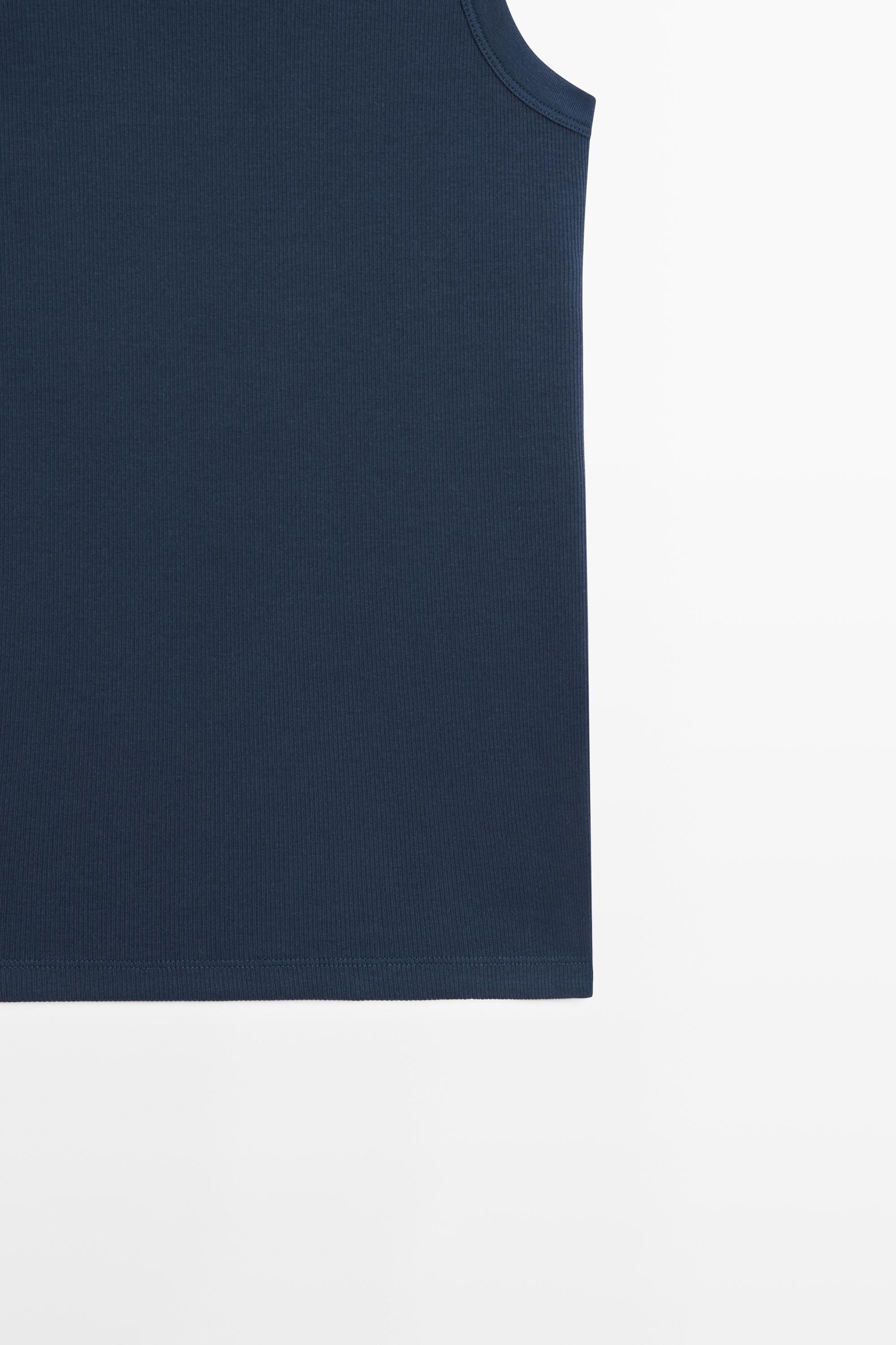 Cotton blend halter top — NAVY BLUE