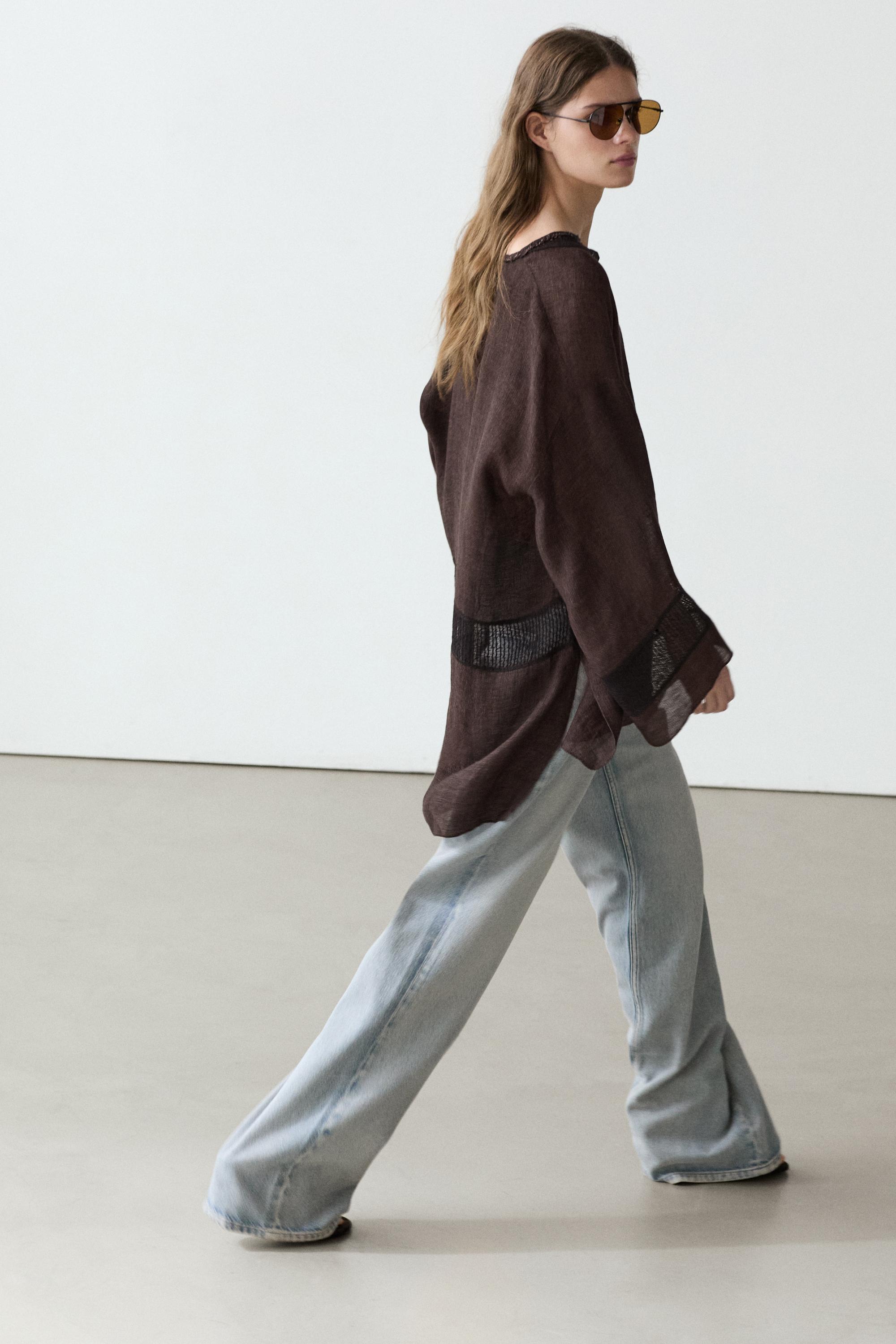 High-waist palazzo jeans — Light Blue