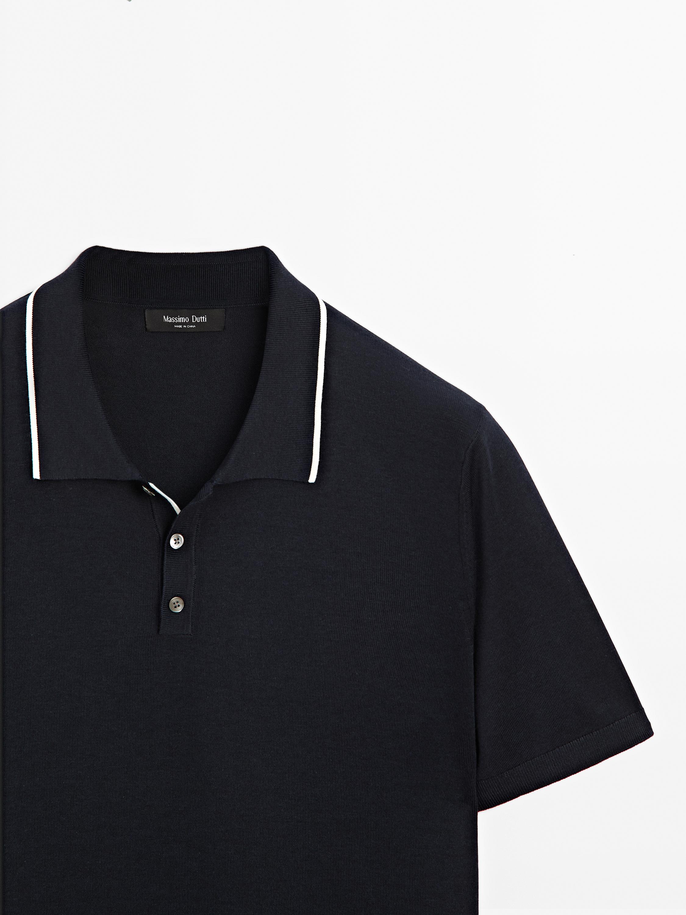 Polo en maille avec col coloré