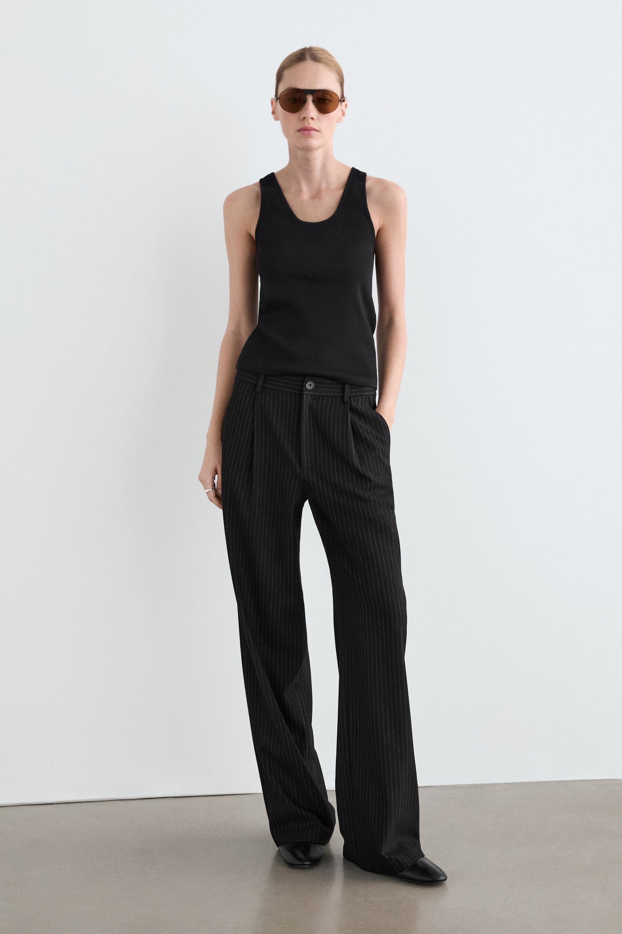 Pinstripe wide-leg trousers