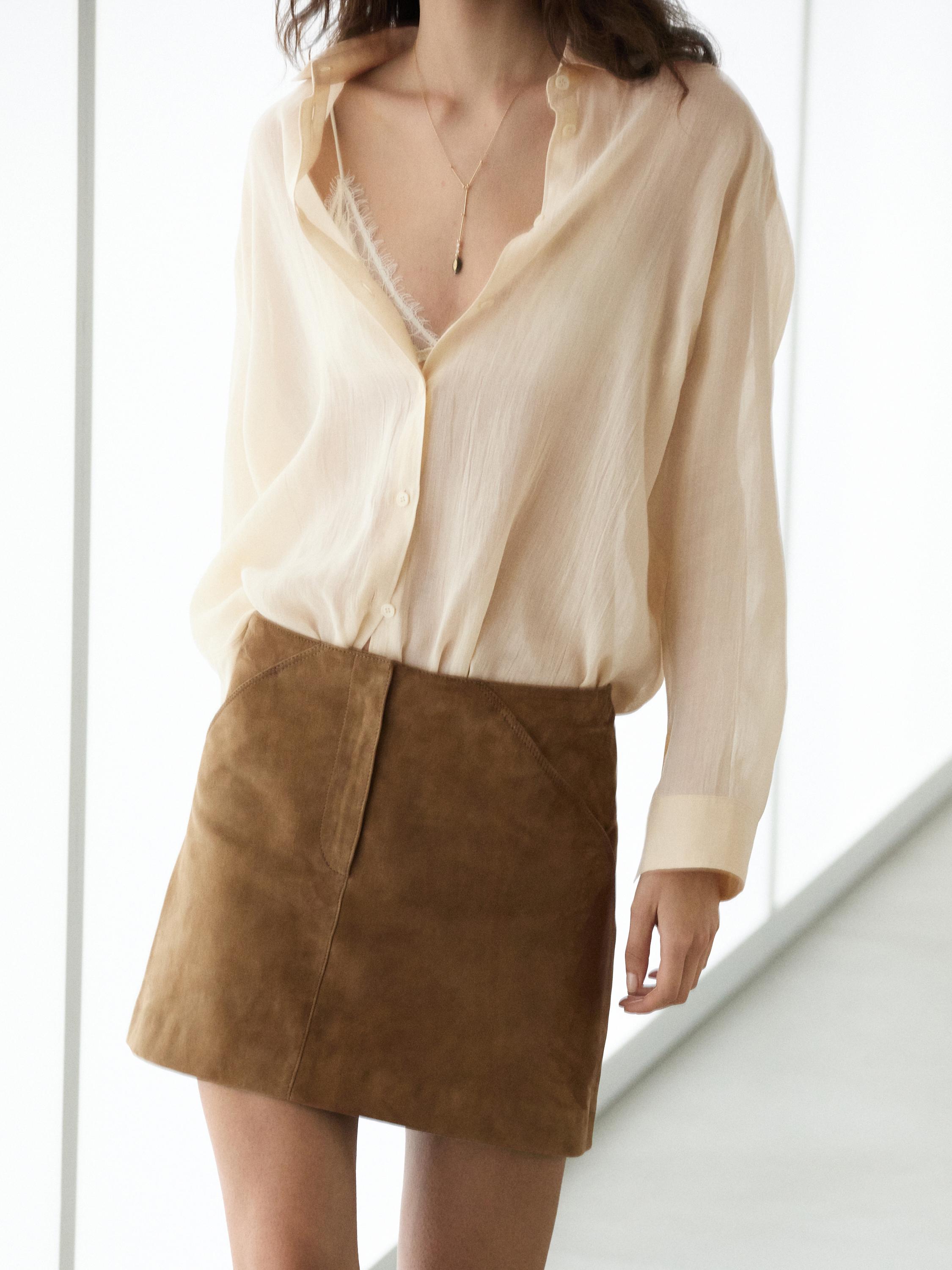 Suede leather mini skirt — Washed