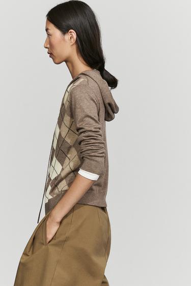 Hooded zip-up knit cardigan — TAUPE GREY 5