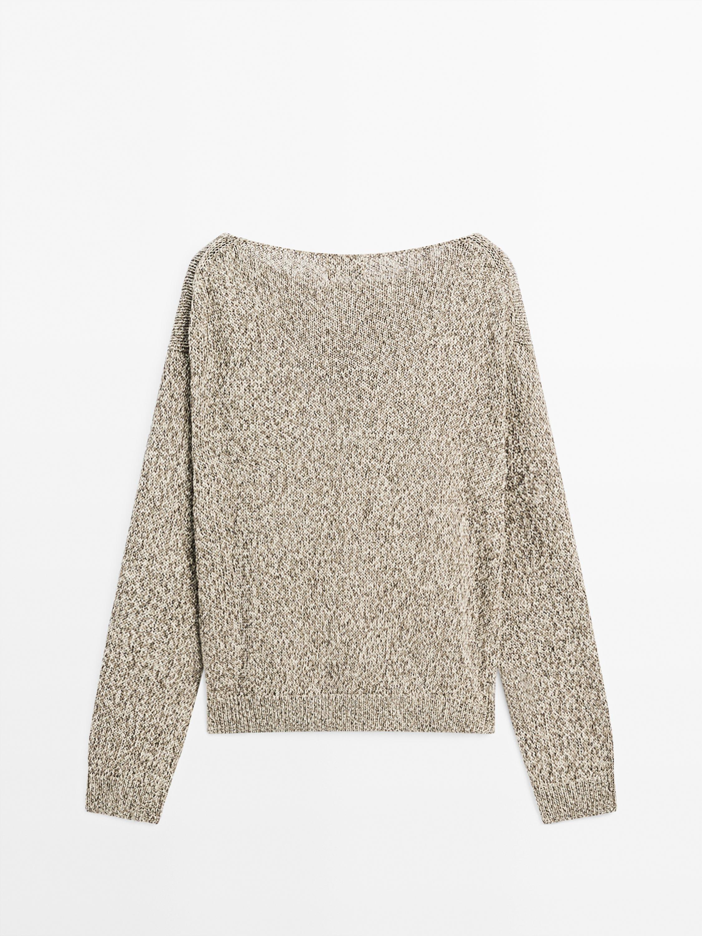 Mouliné boat neck knit sweater
