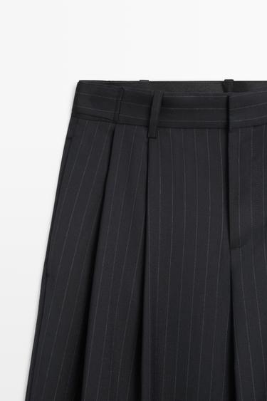 Pinstripe wool suit pants — NAVY BLUE 9