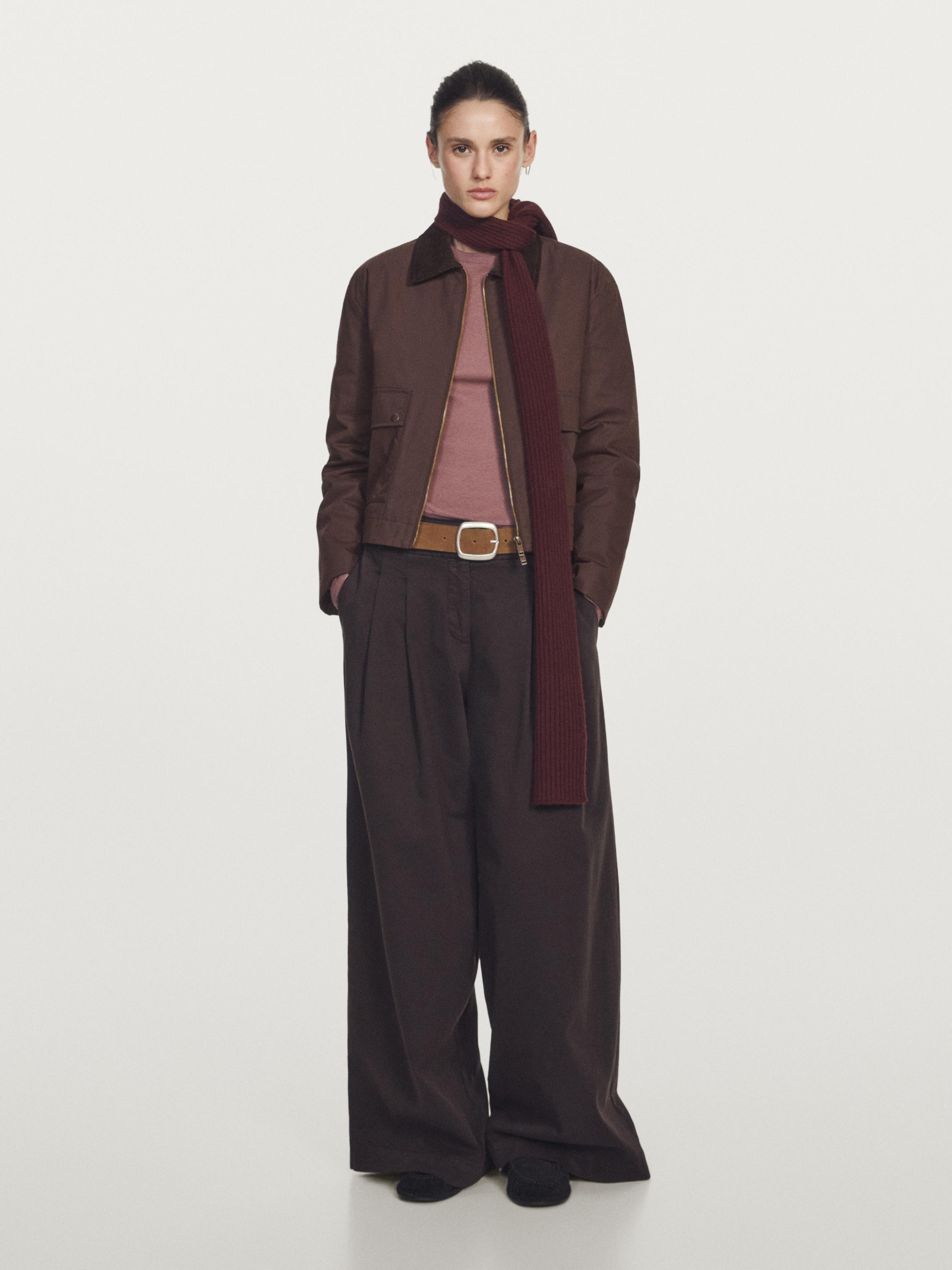 Short jacket with corduroy collar detail