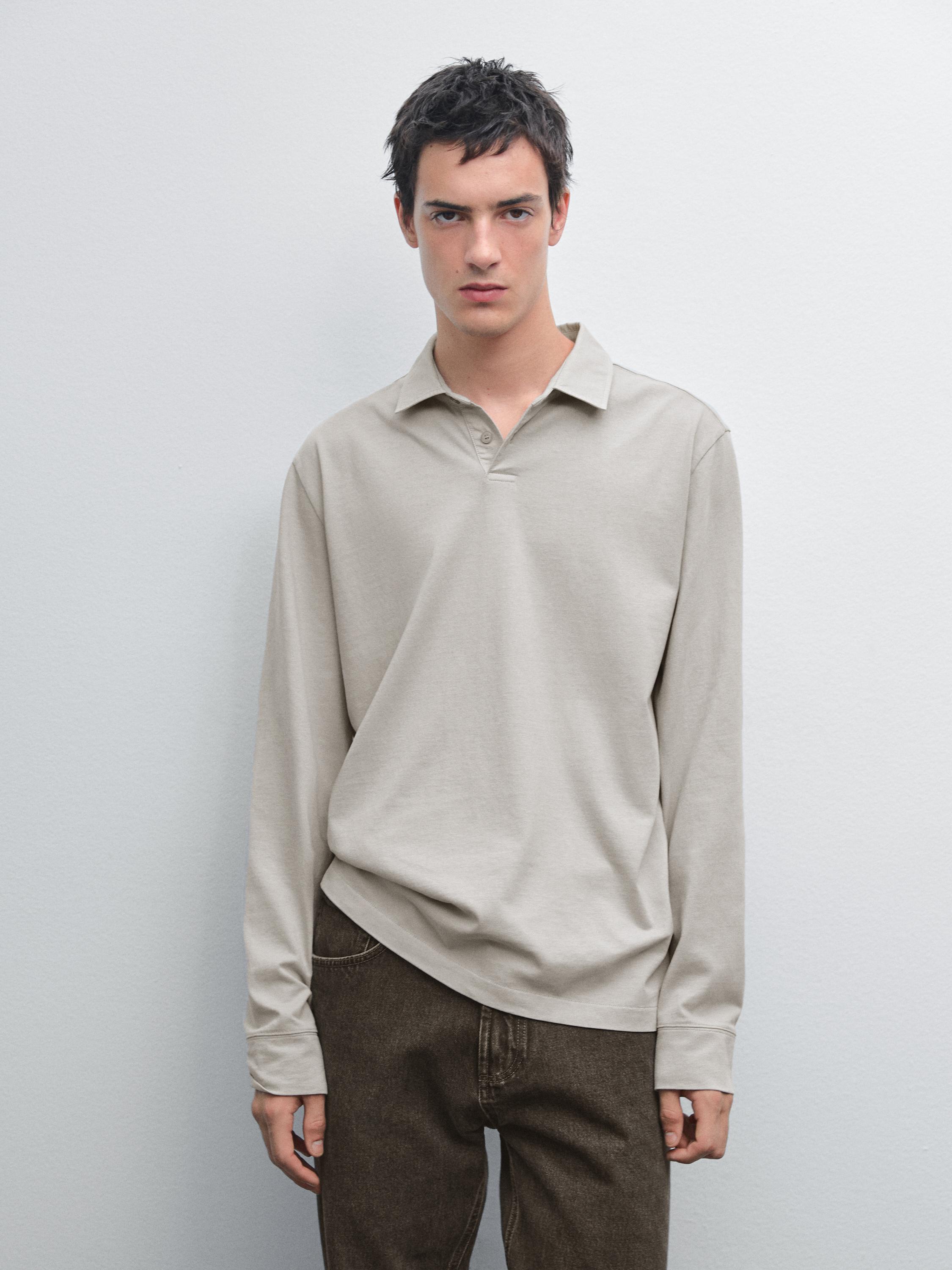 100% cotton distressed-effect polo shirt