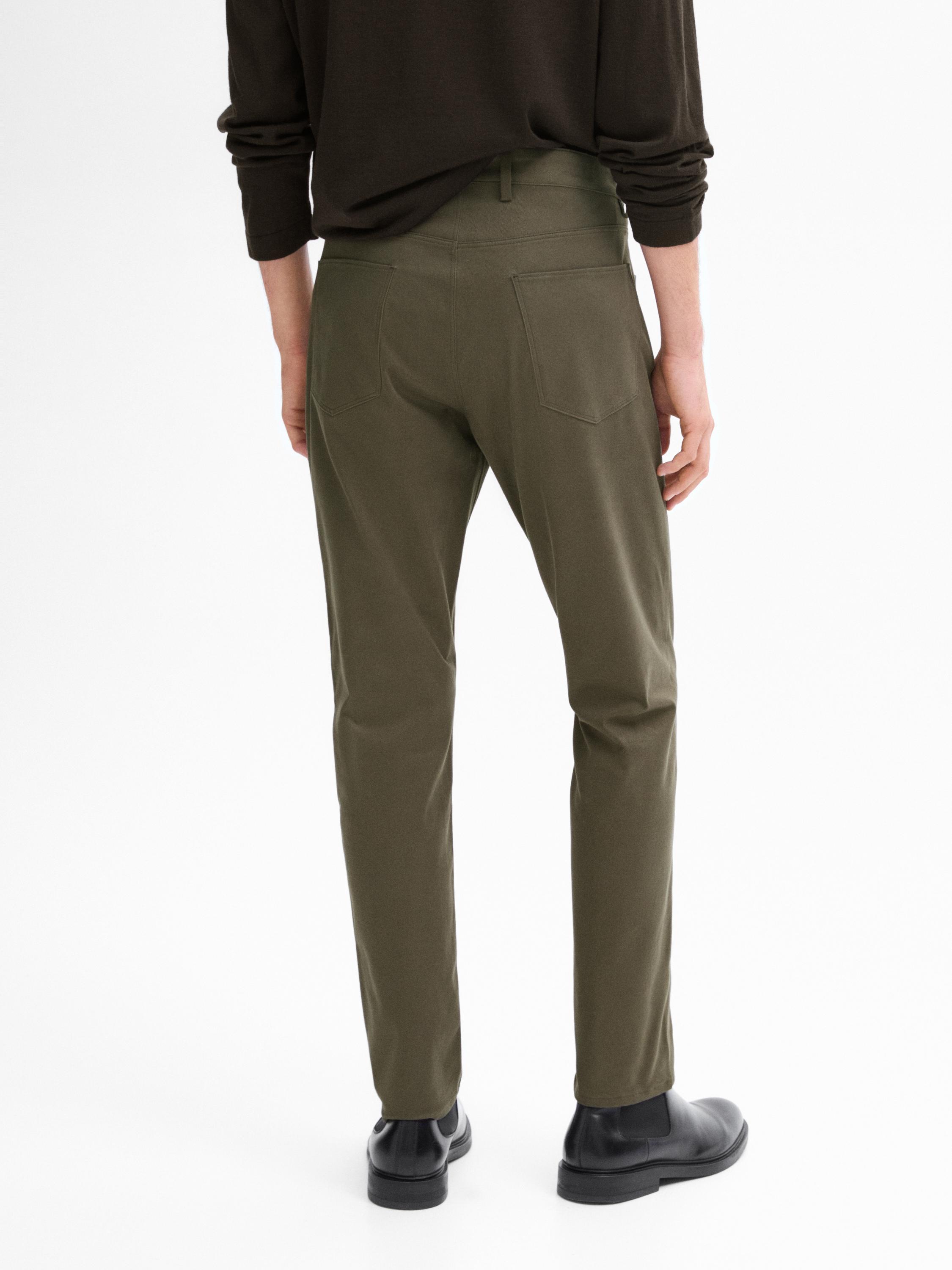 Cotton blend slim fit trousers
