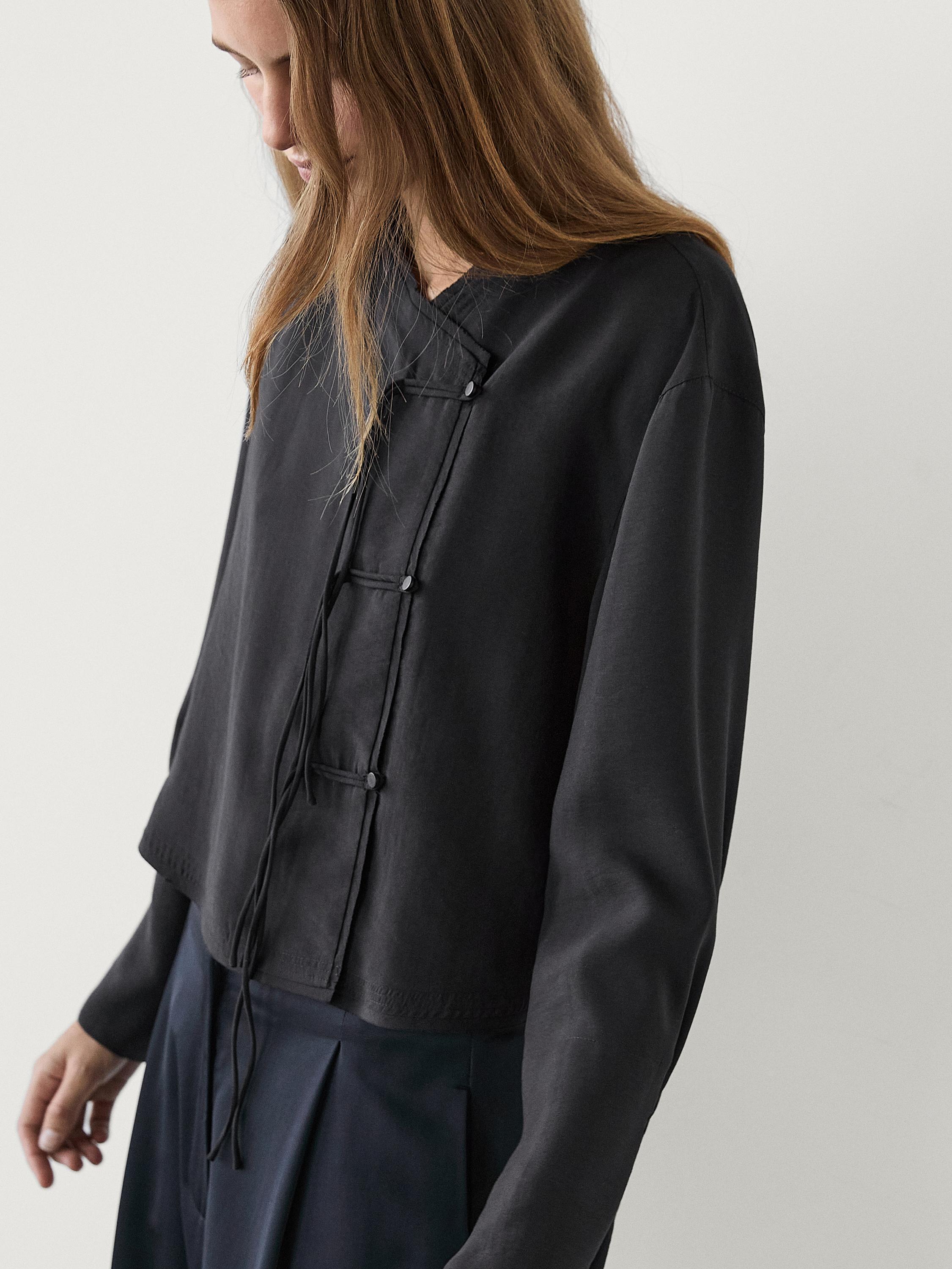 Modal blend shirt with pleat detail