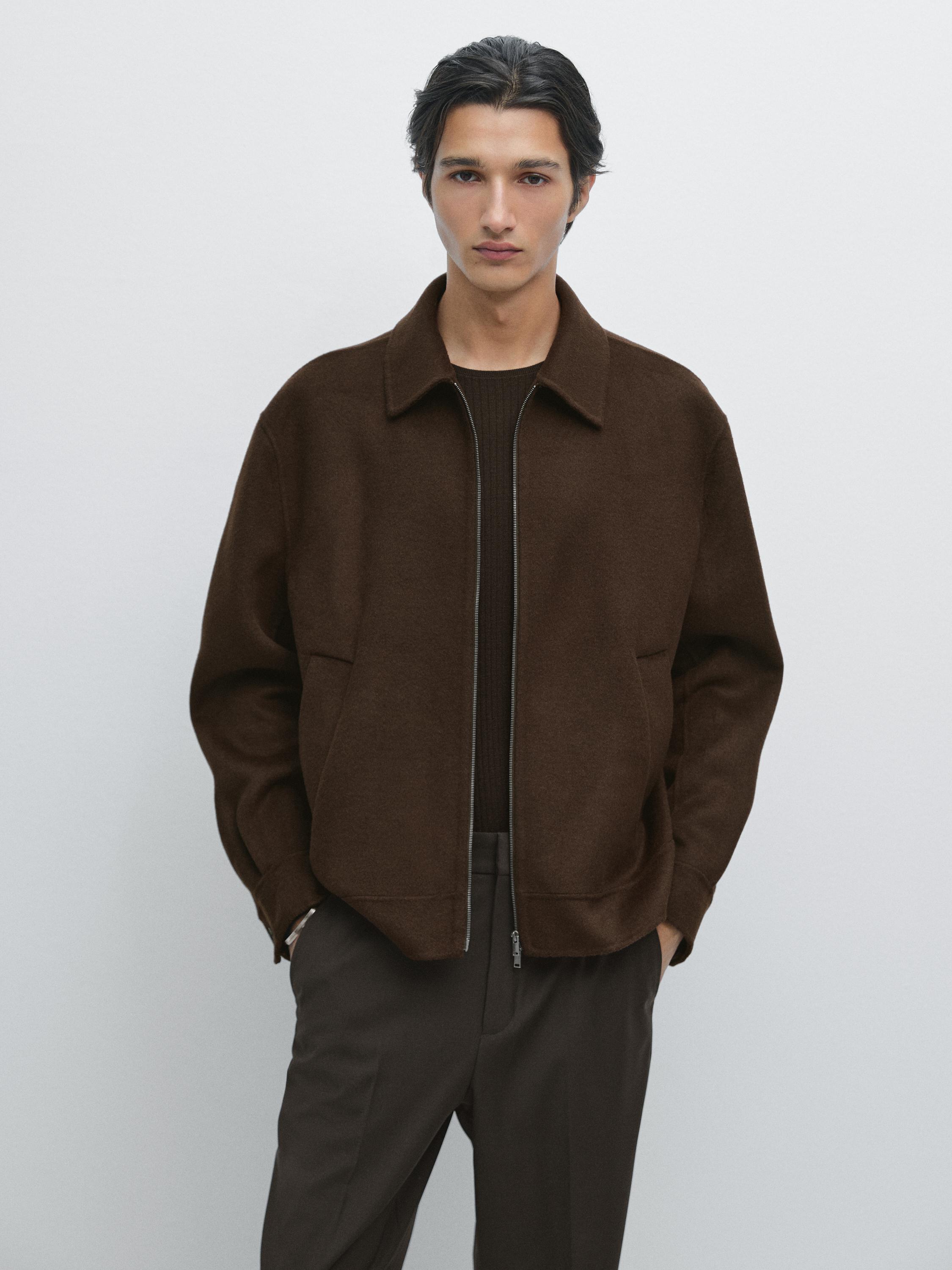 Blouson en laine mélangée avec fermeture Éclair