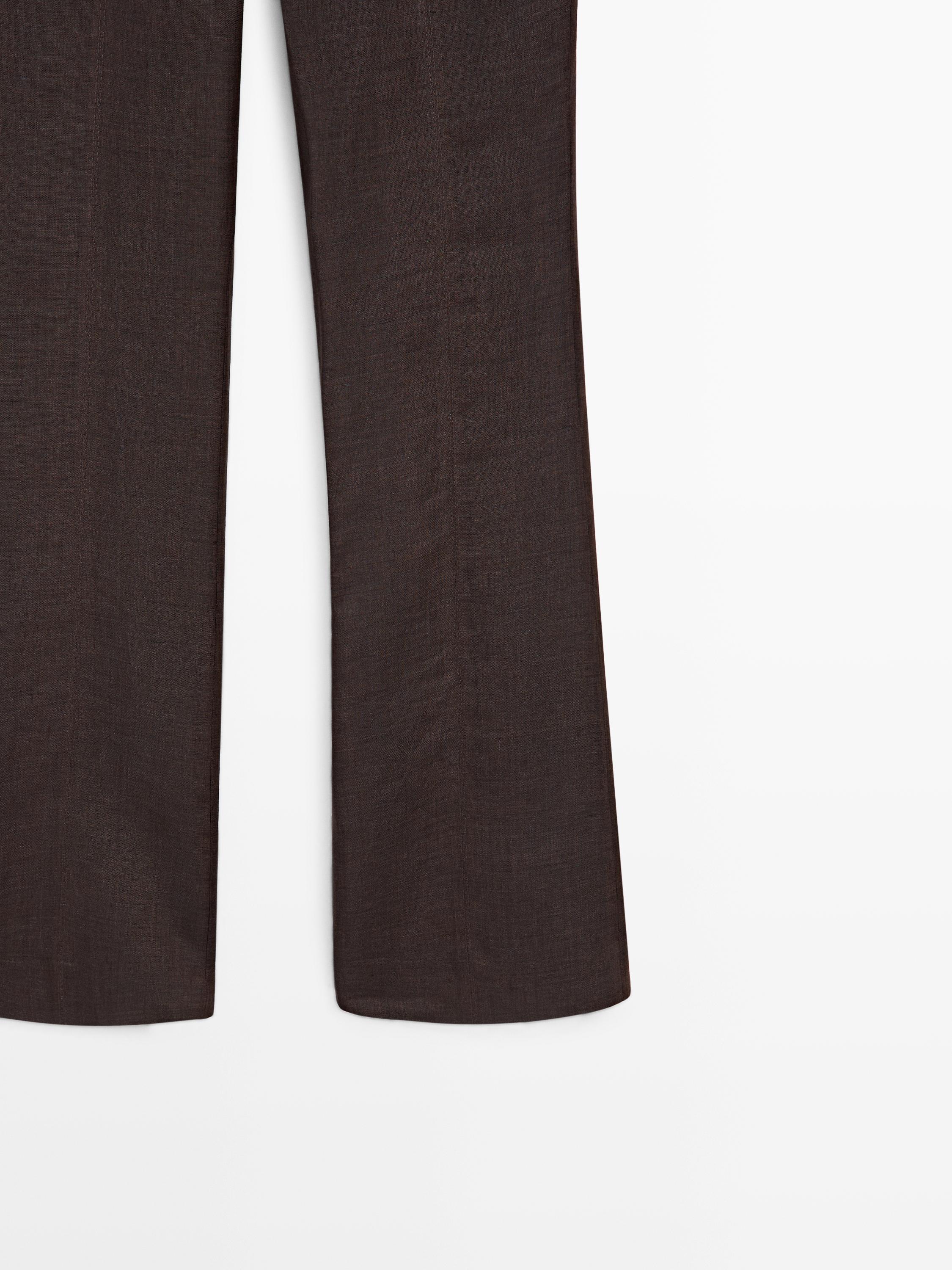 100% linen kick flare trousers — VIOLET