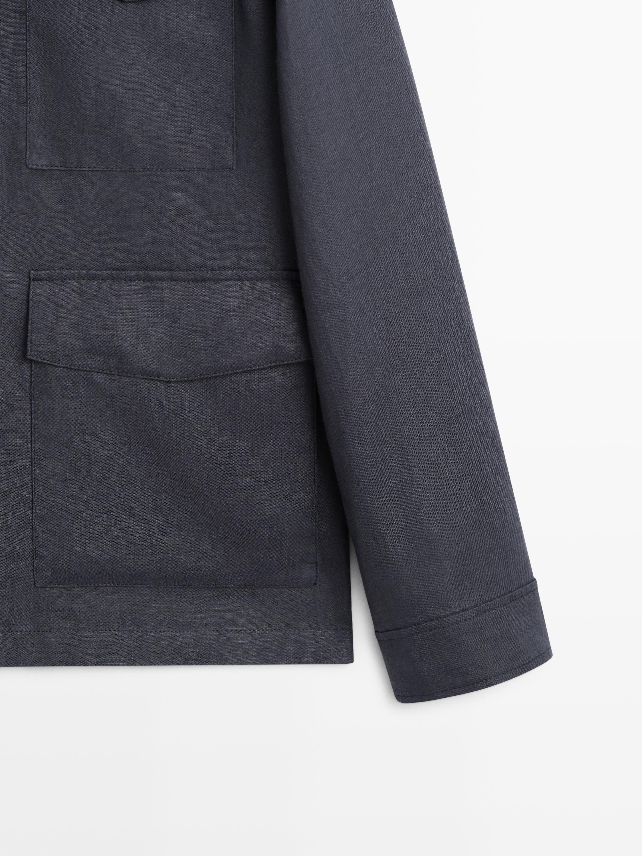 Lightweight linen jacket with pockets — BLUE