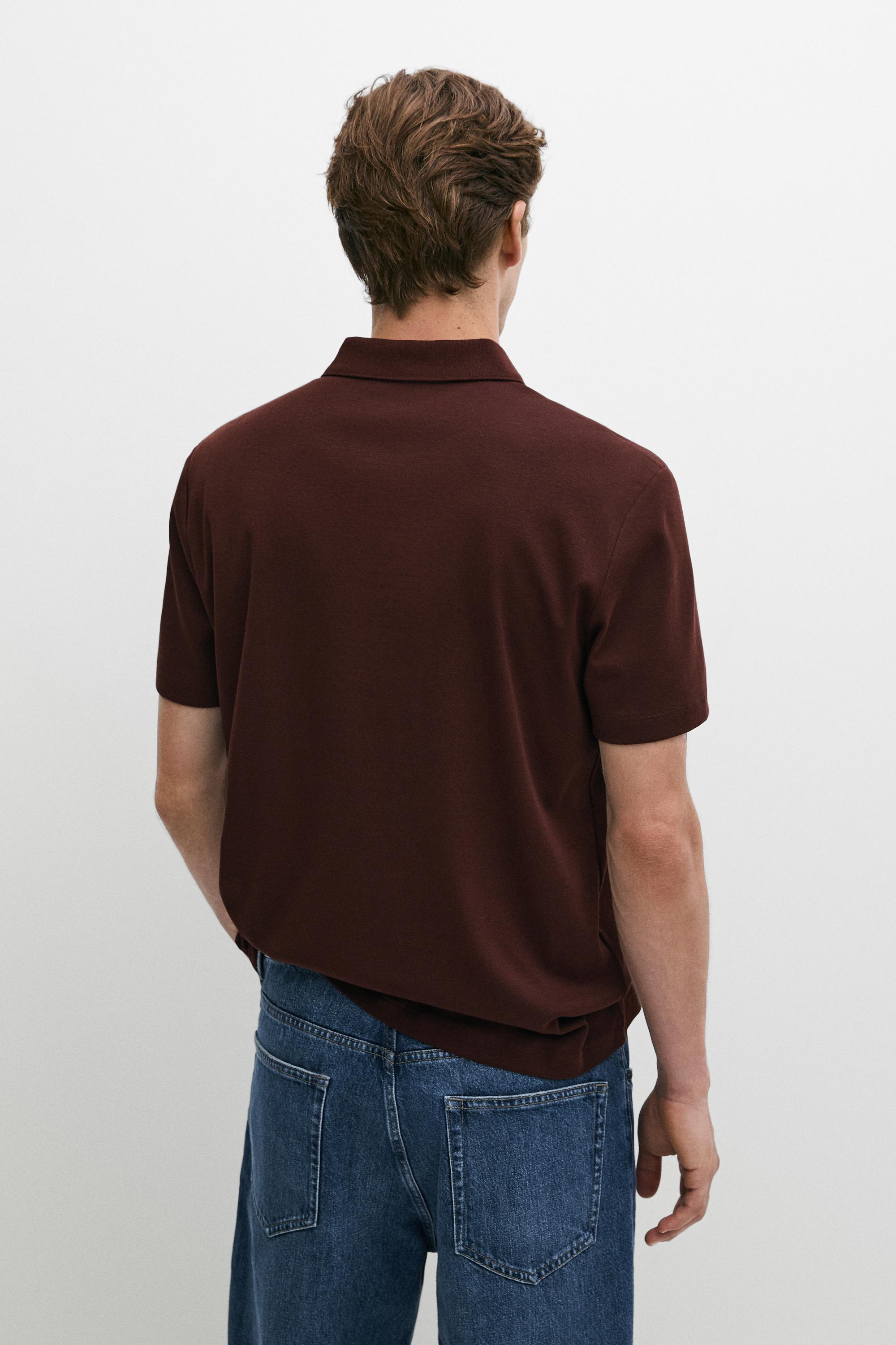 100% cotton short sleeve polo shirt — MOLE BROWN