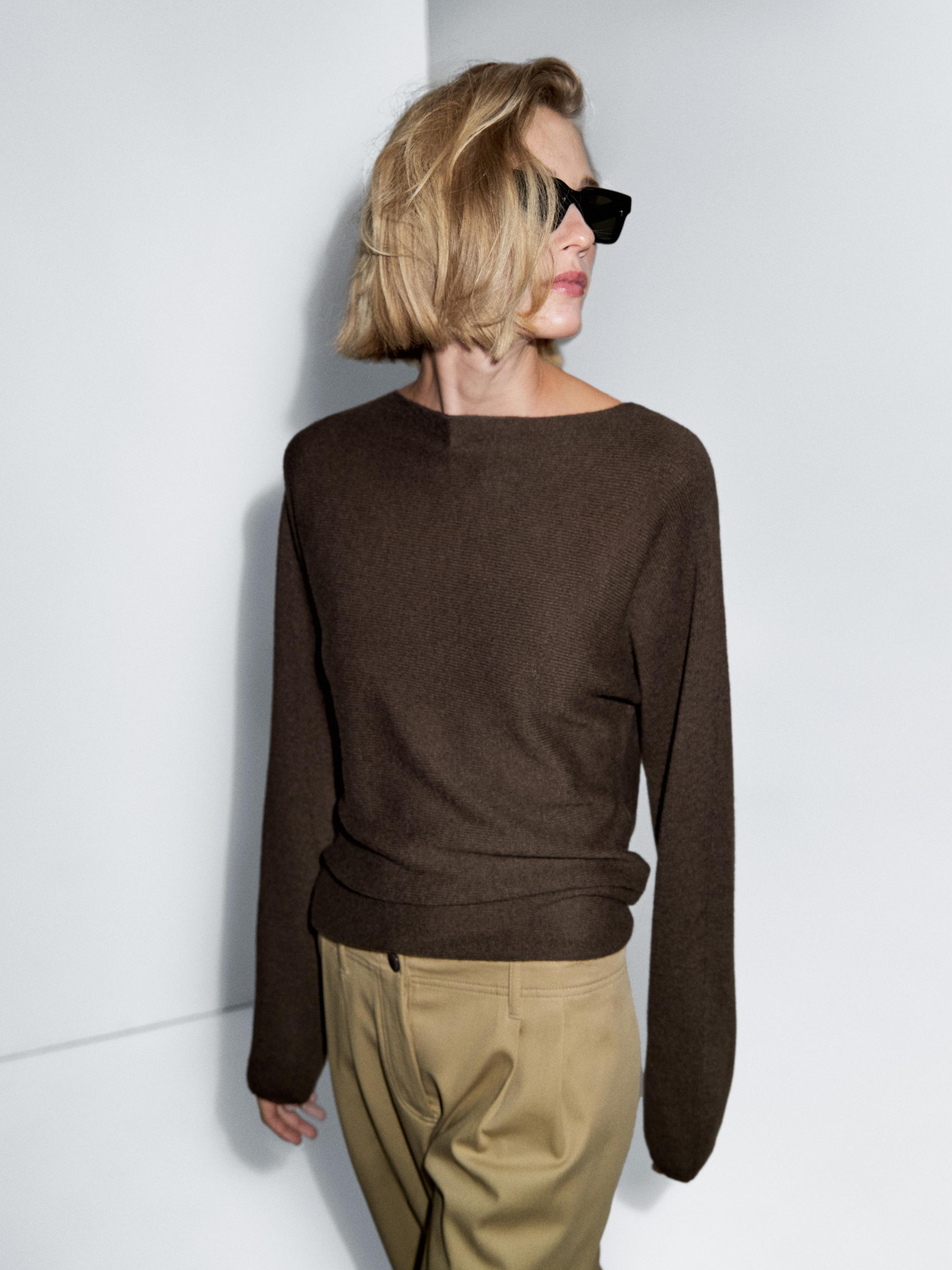 Pull en maille à col bateau