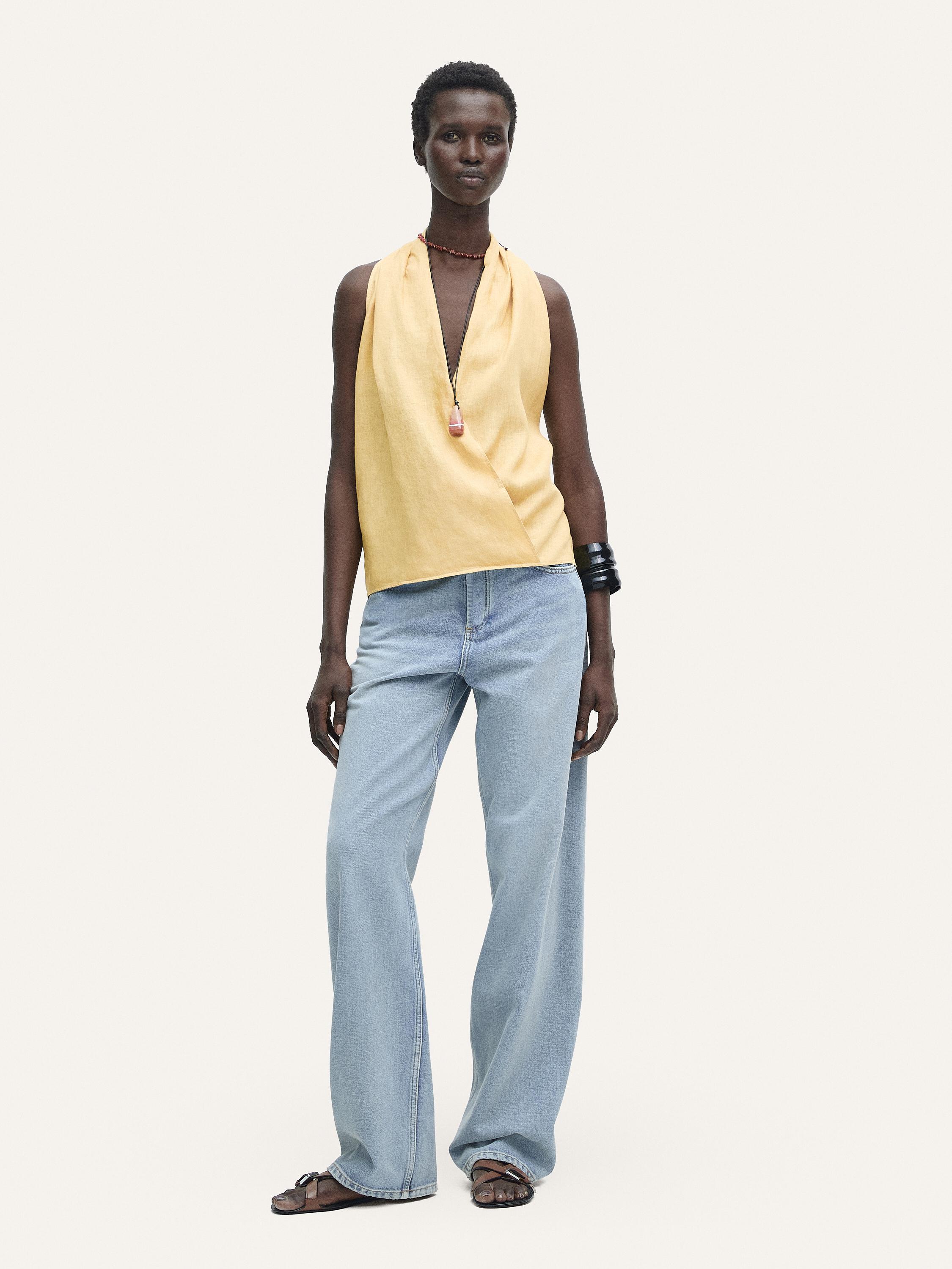 Linen crossover halter top