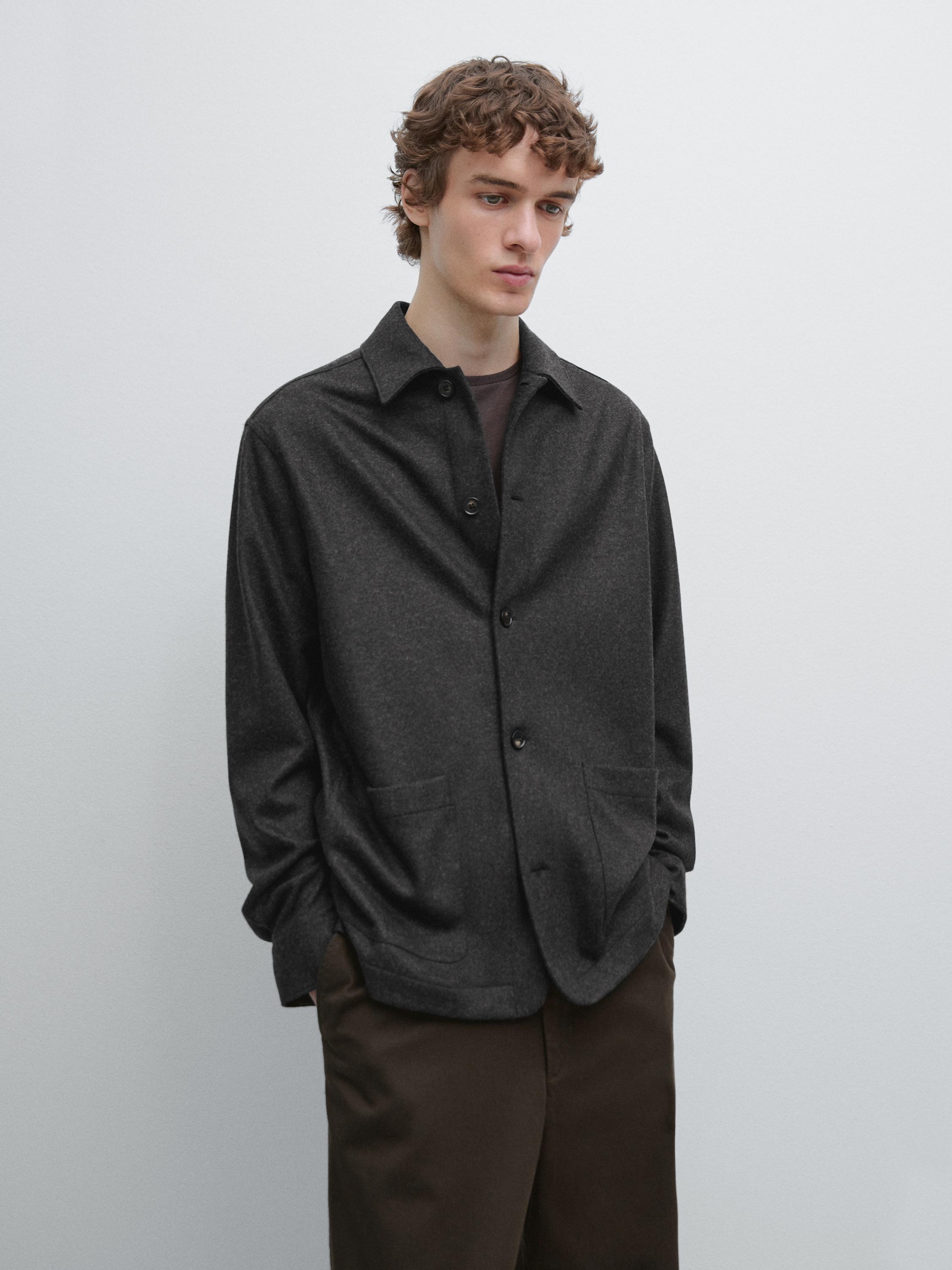 Svrchní košile ze 100% vlny s kapsami