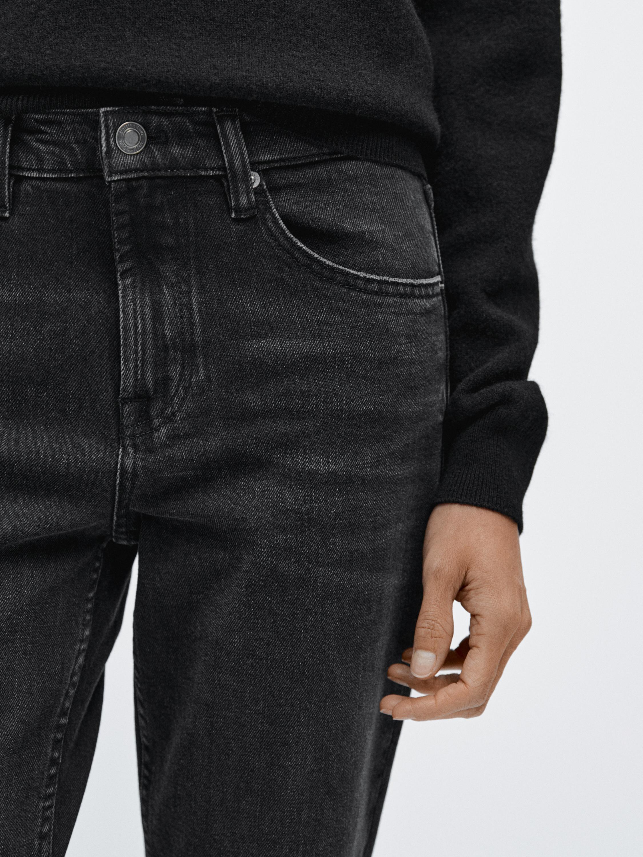 Mid-rise cropped slim fit jeans — BLACK