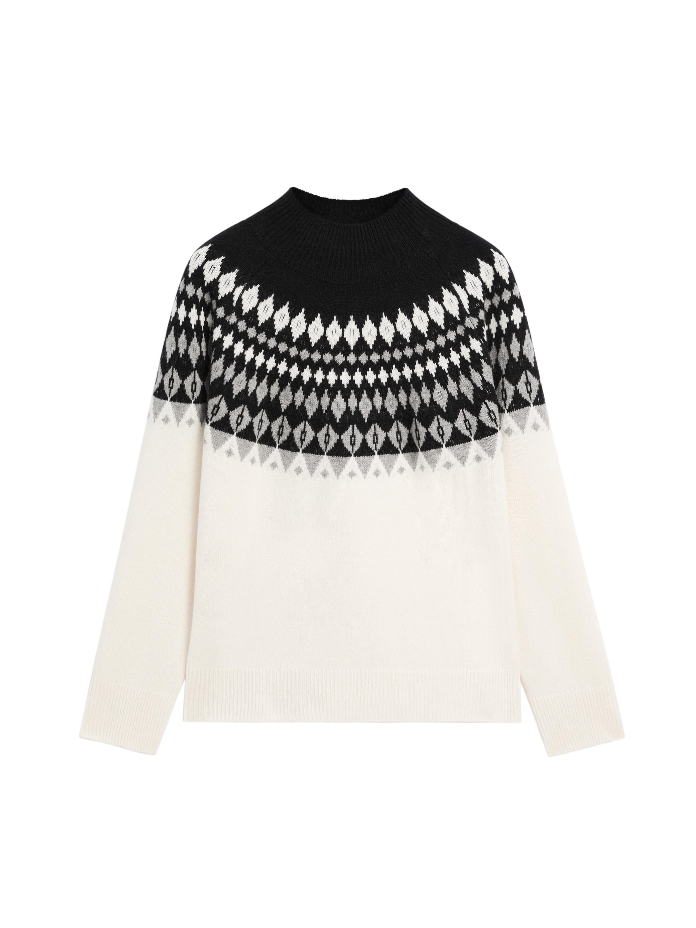 Jakarlı yün karışımlı triko kazak