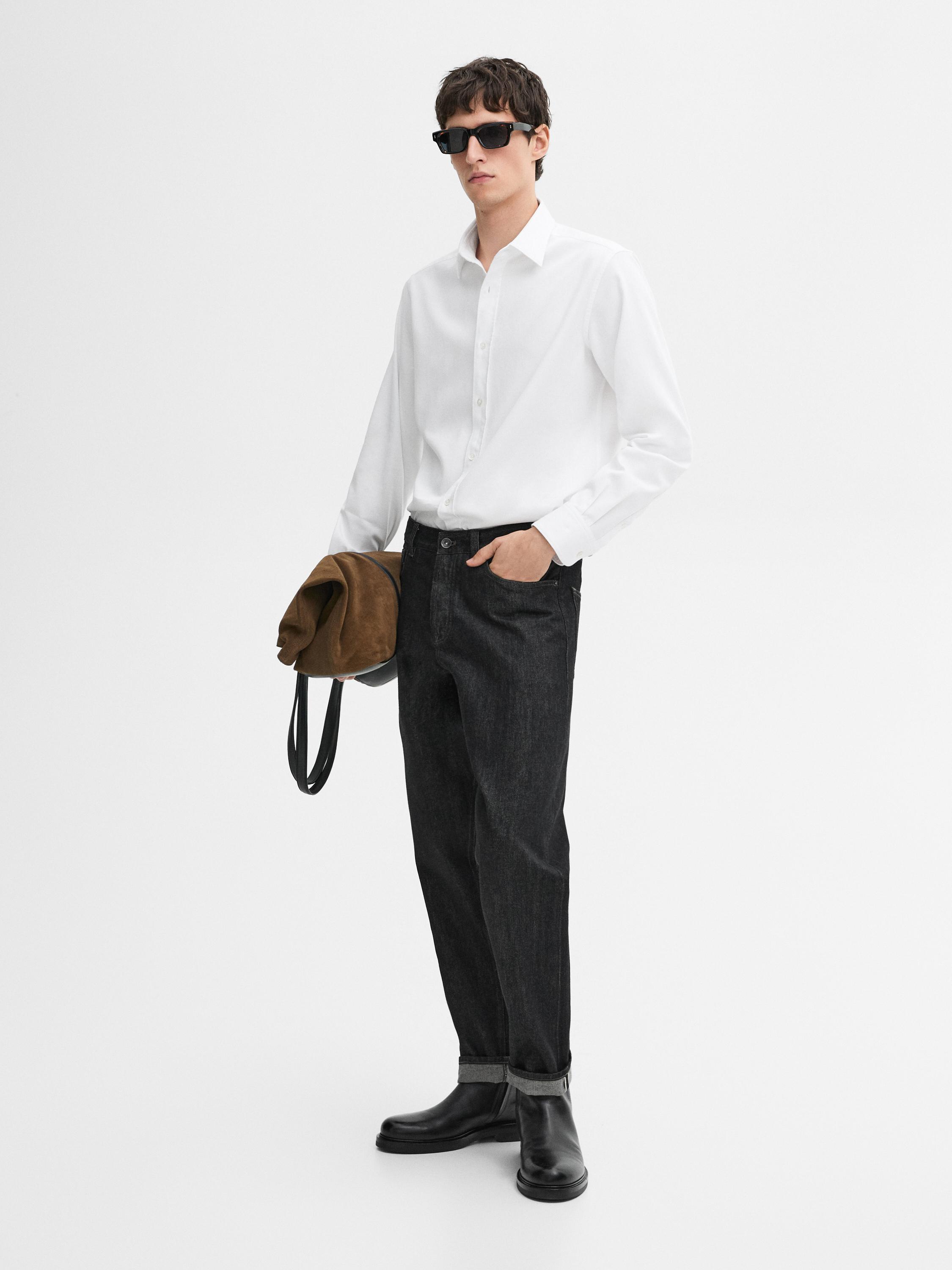 Regular fit textured cotton shirt