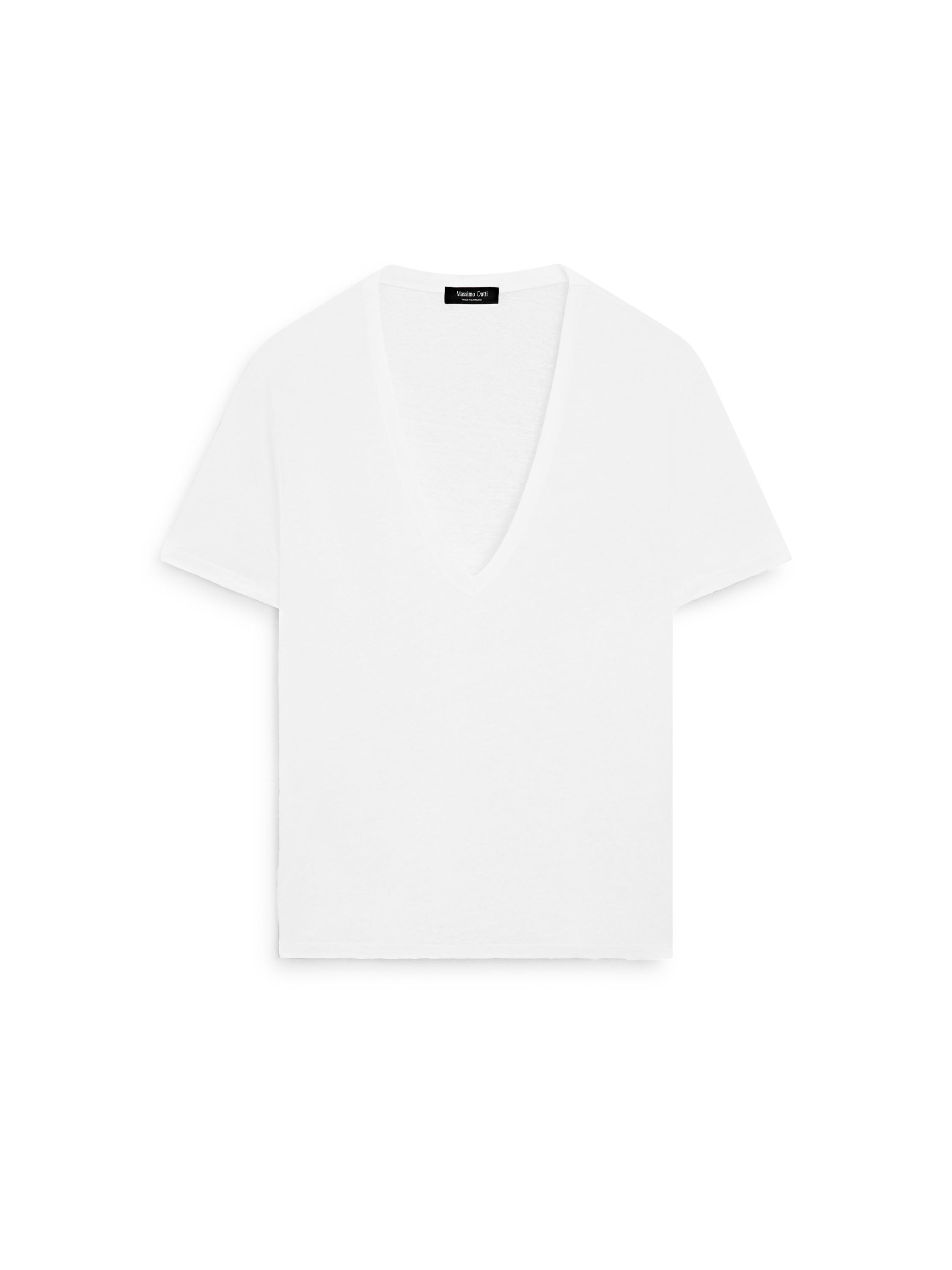 Linen V-neck T-shirt — Off white