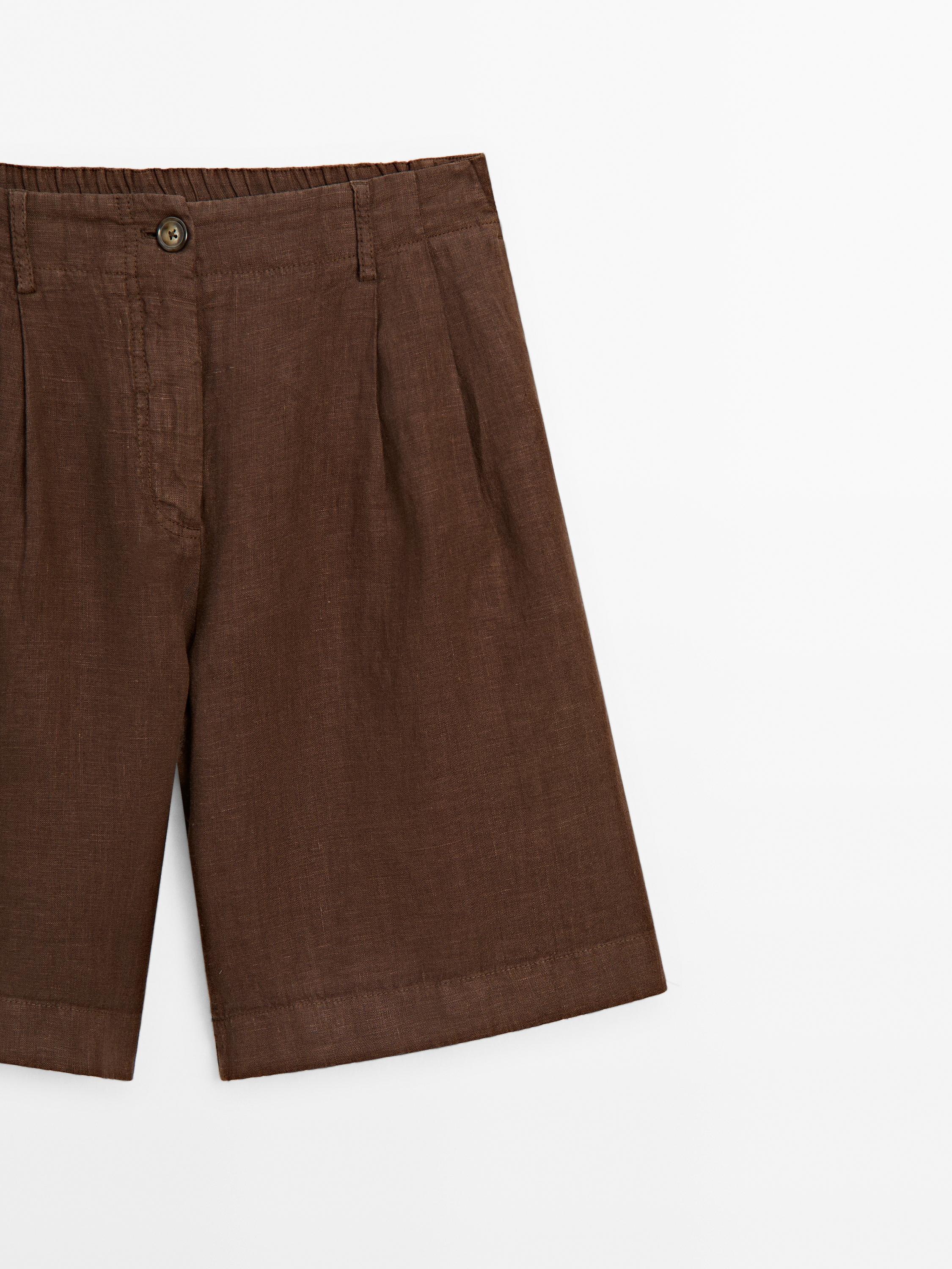 Bermuda lino doble pinza