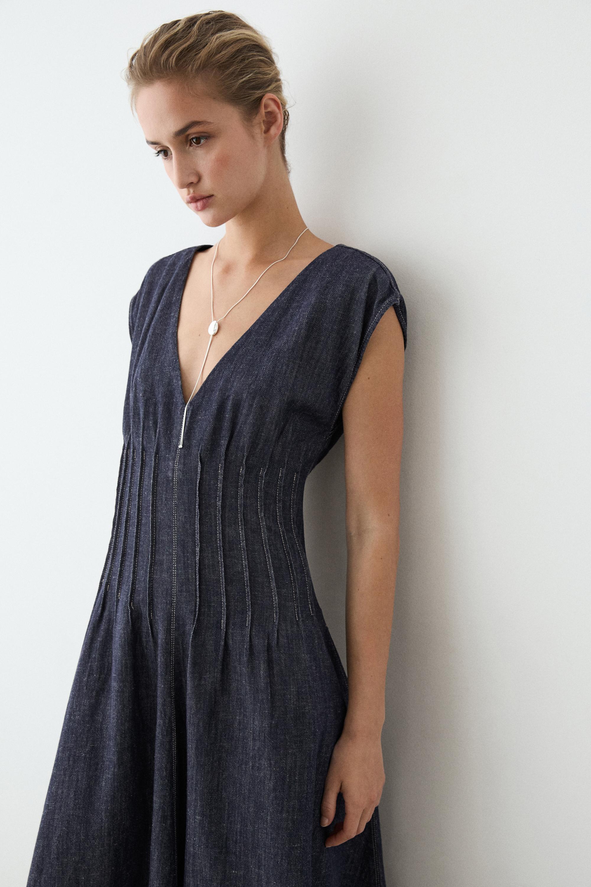 Denim midi dress — DARK BLUE