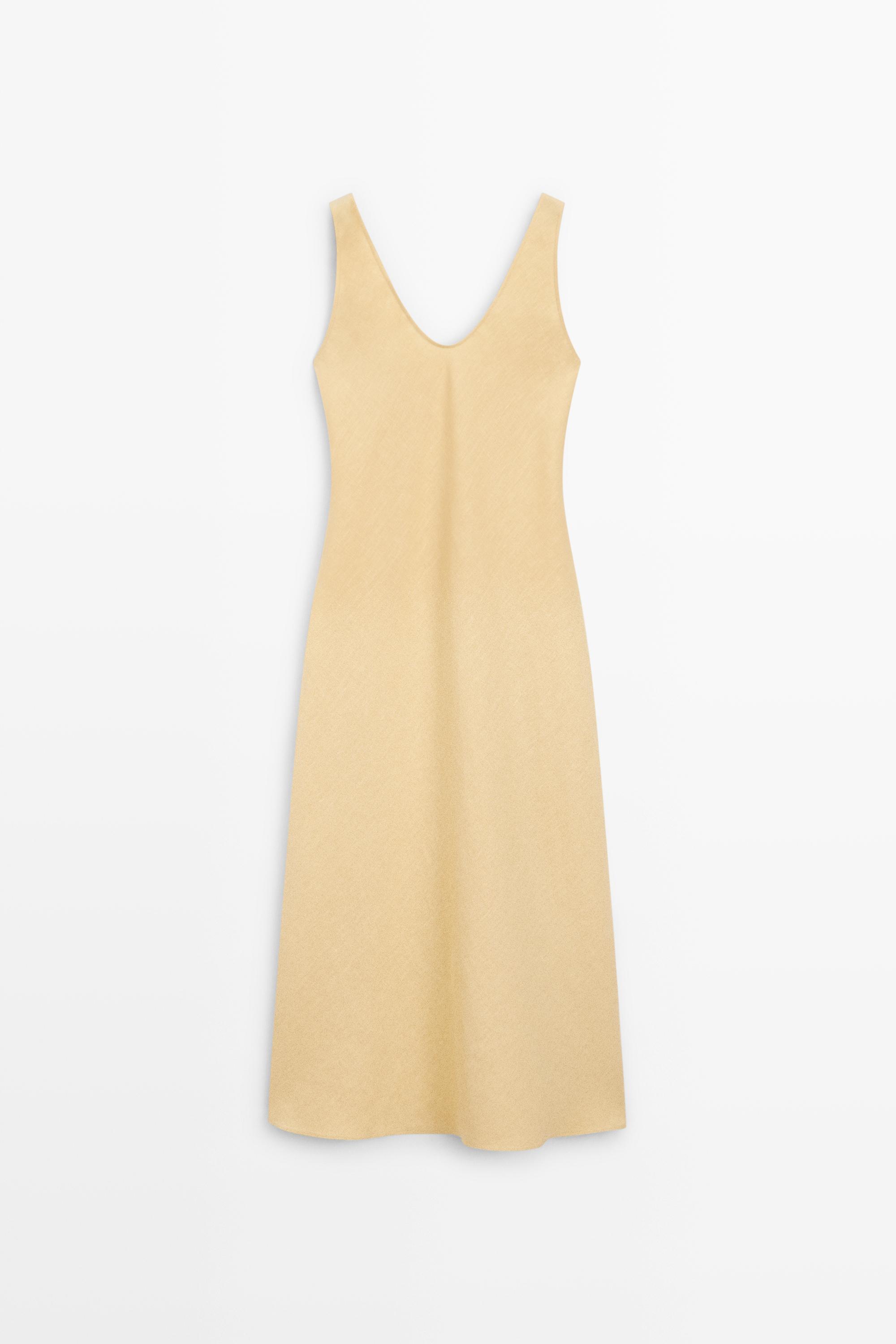 Robe midi bretelles 100 % lin