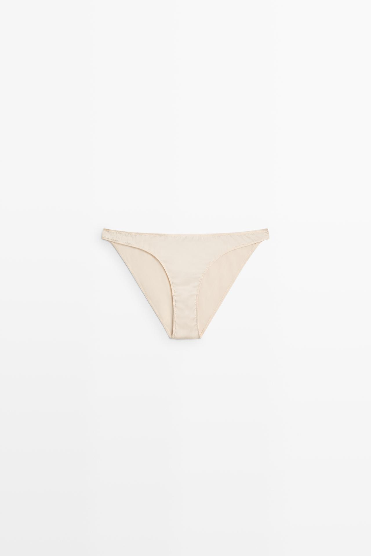 Satin silk blend briefs — CREAM