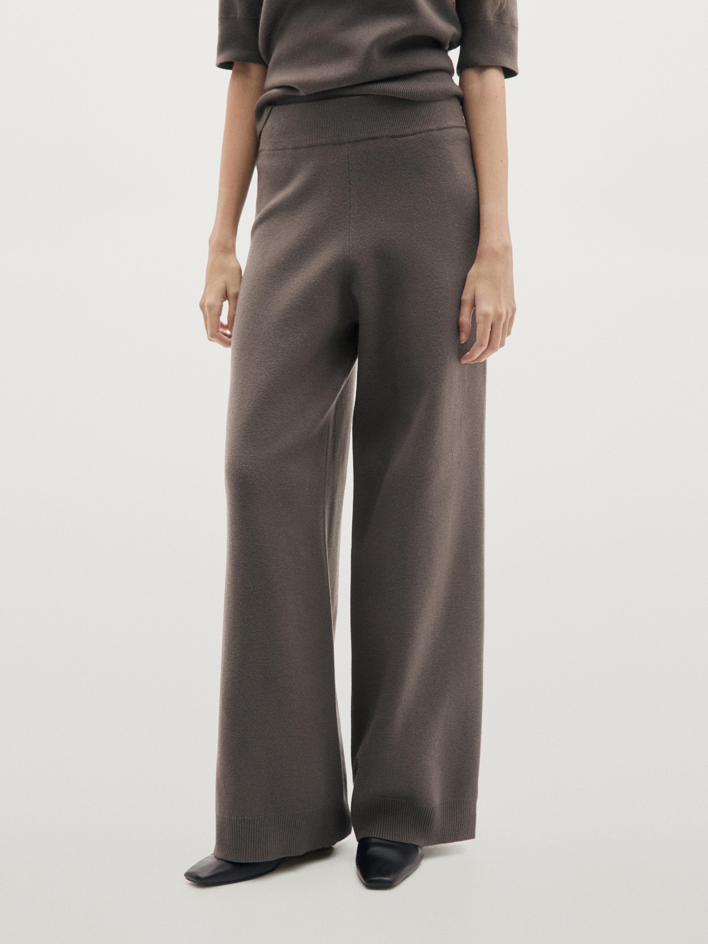 Knit trousers with ribbed detail