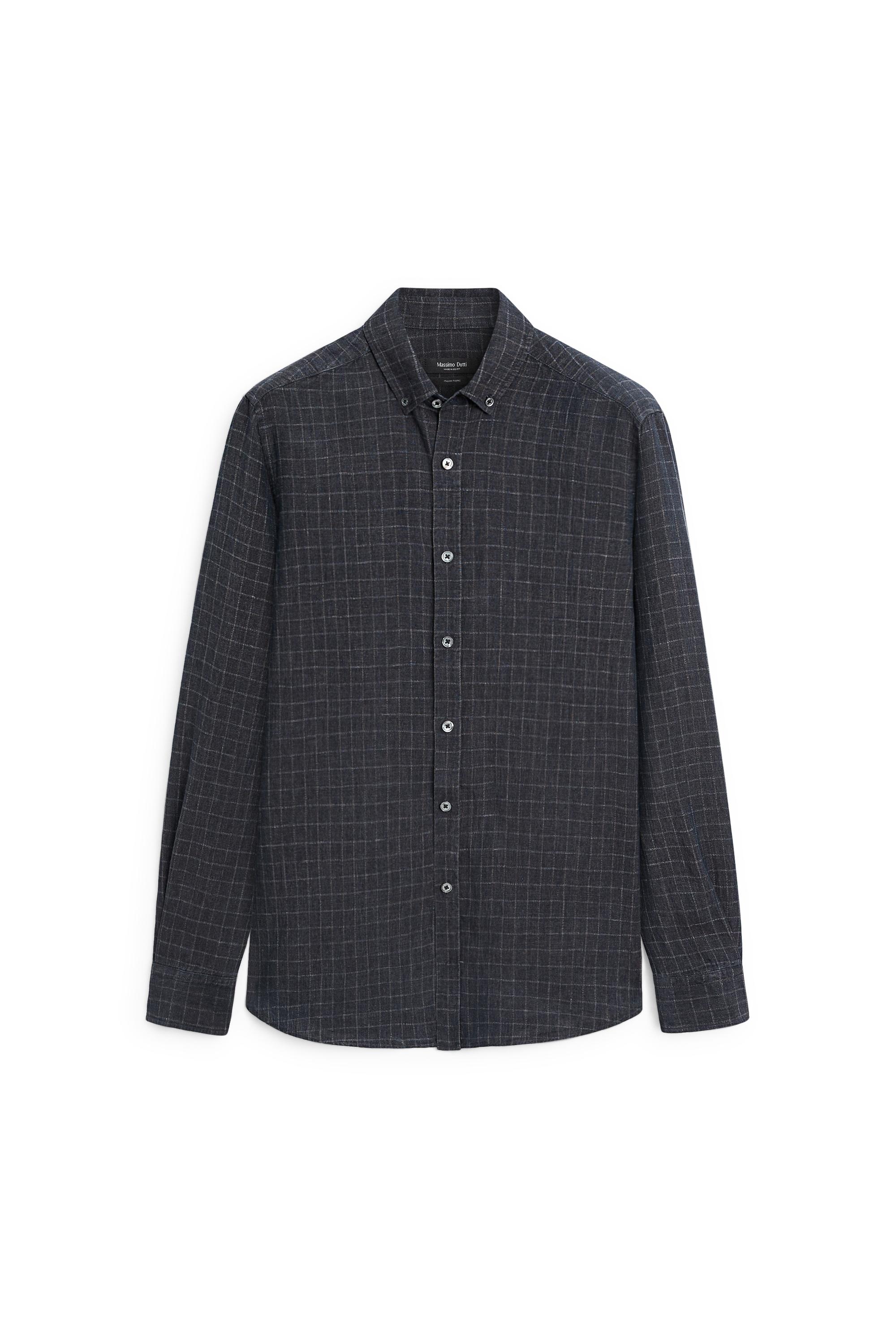 100% linen regular fit check shirt — LEAD