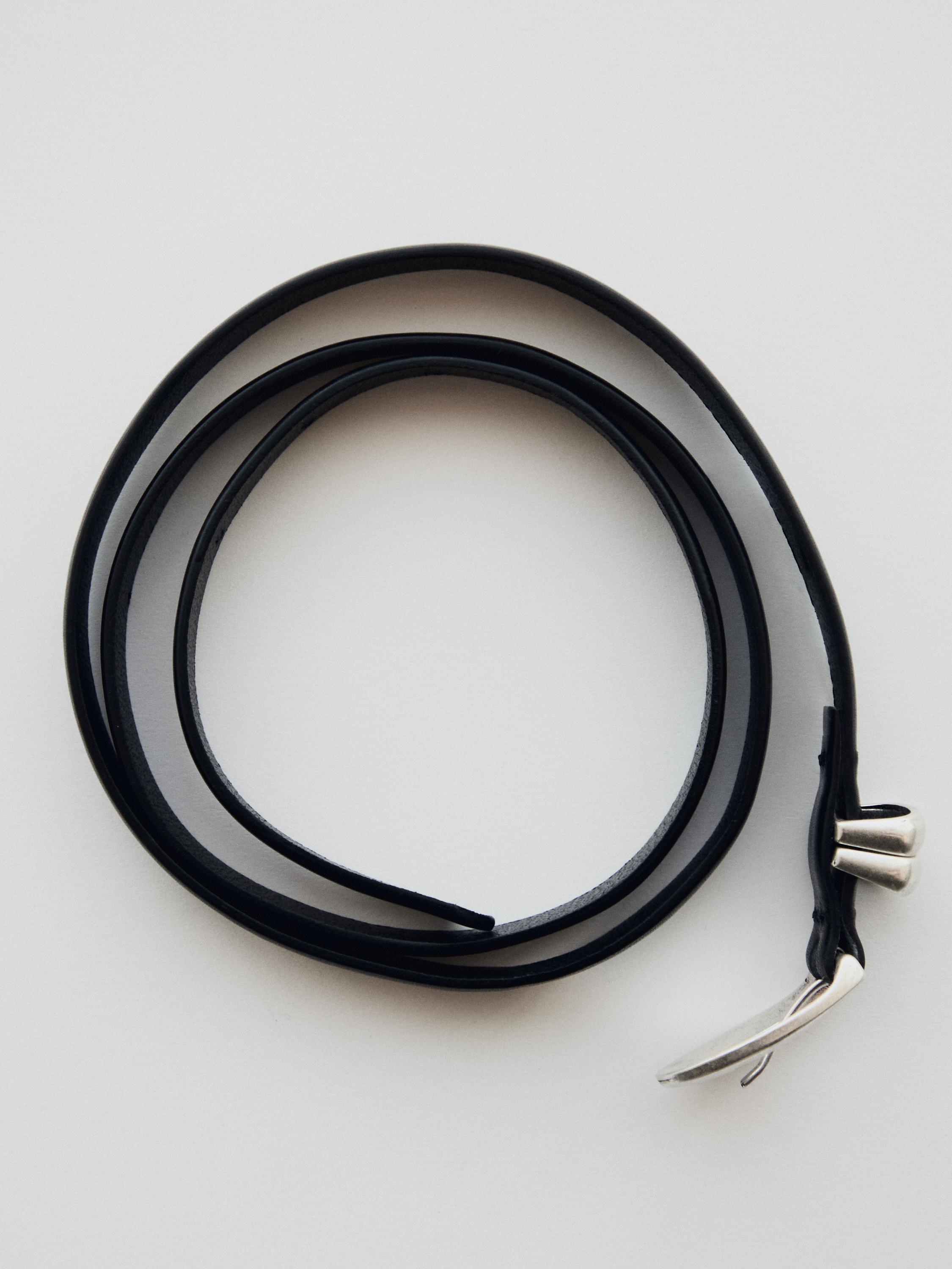 Split suede leather belt with metal detail — MOLE BROWN